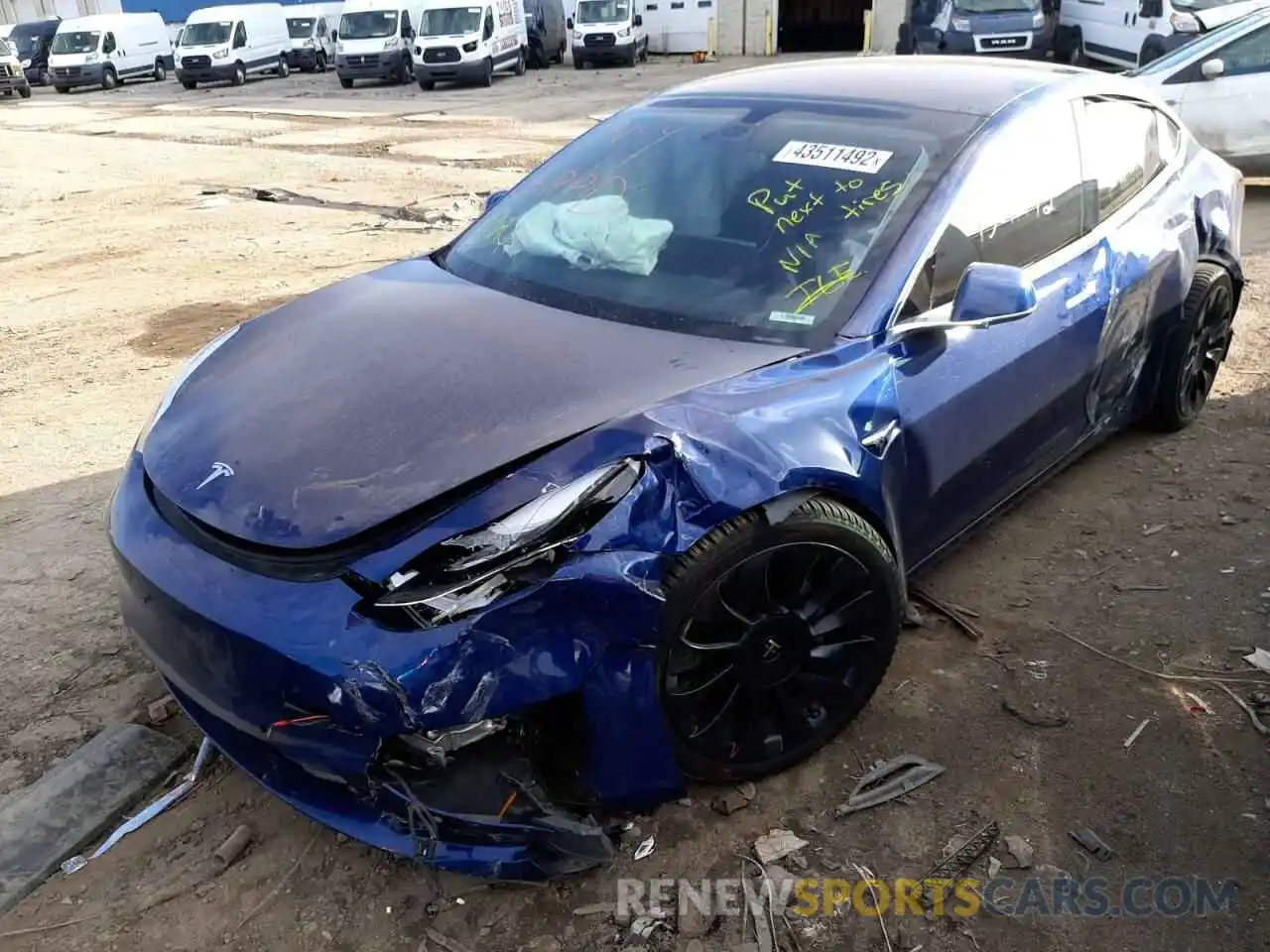 2 Photograph of a damaged car 5YJ3E1EB6KF433194 TESLA MODEL 3 2019