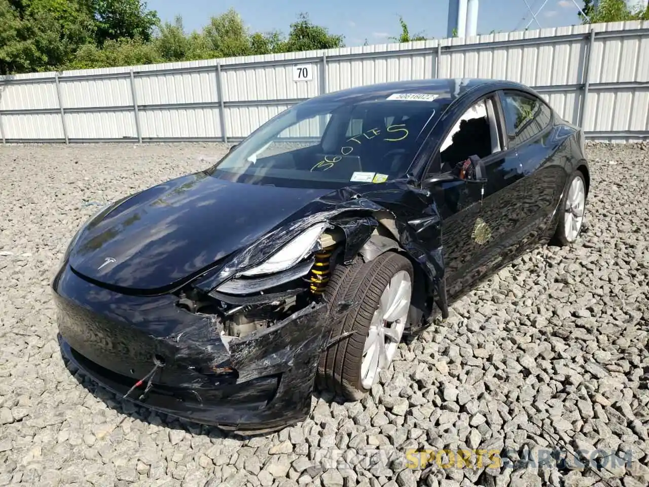 2 Photograph of a damaged car 5YJ3E1EB6KF434622 TESLA MODEL 3 2019