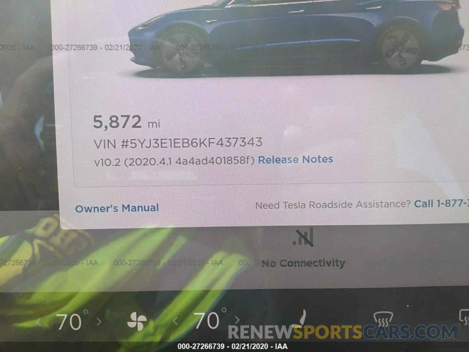 7 Фотография поврежденного автомобиля 5YJ3E1EB6KF437343 TESLA MODEL 3 2019