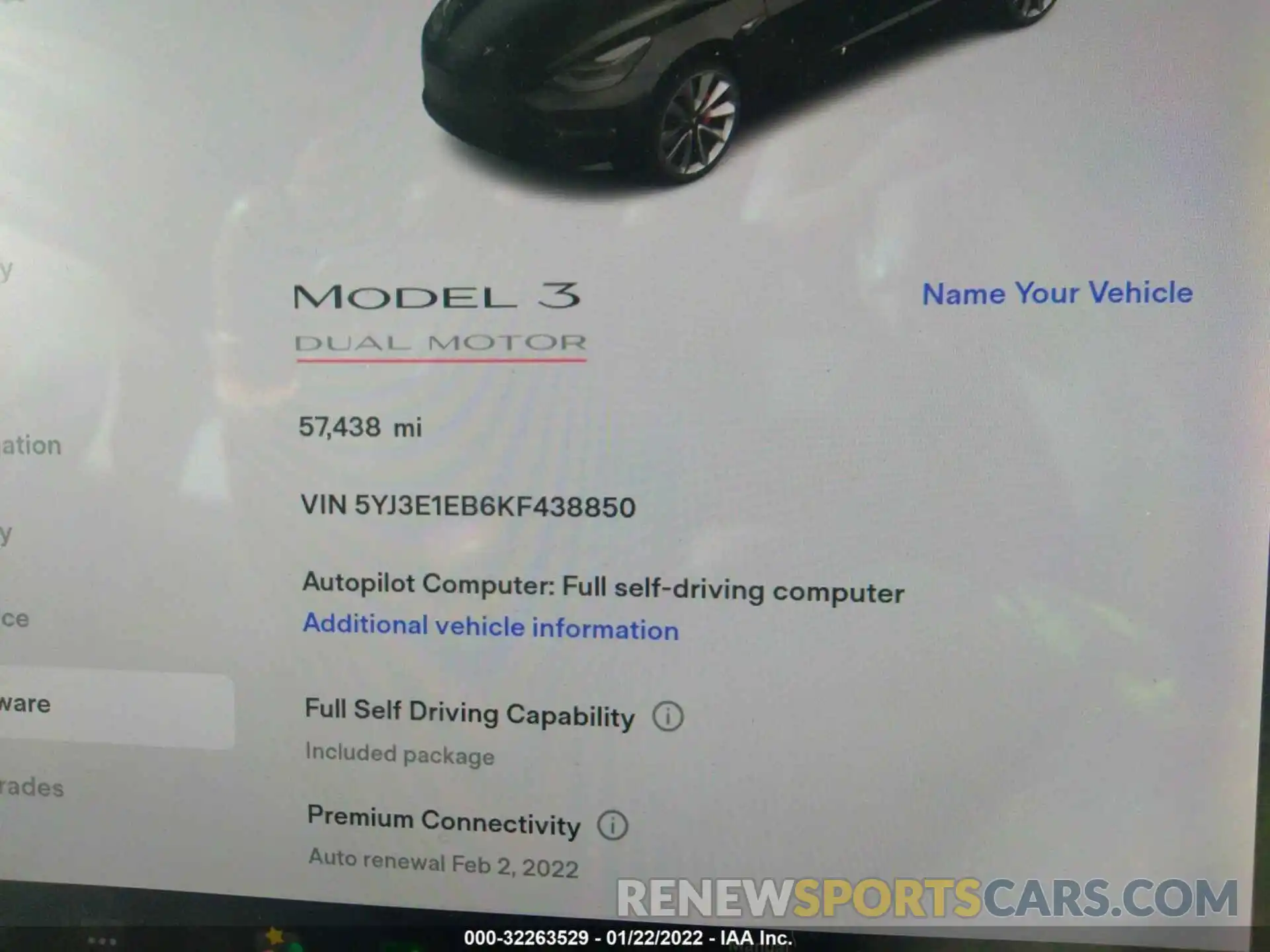 7 Photograph of a damaged car 5YJ3E1EB6KF438850 TESLA MODEL 3 2019