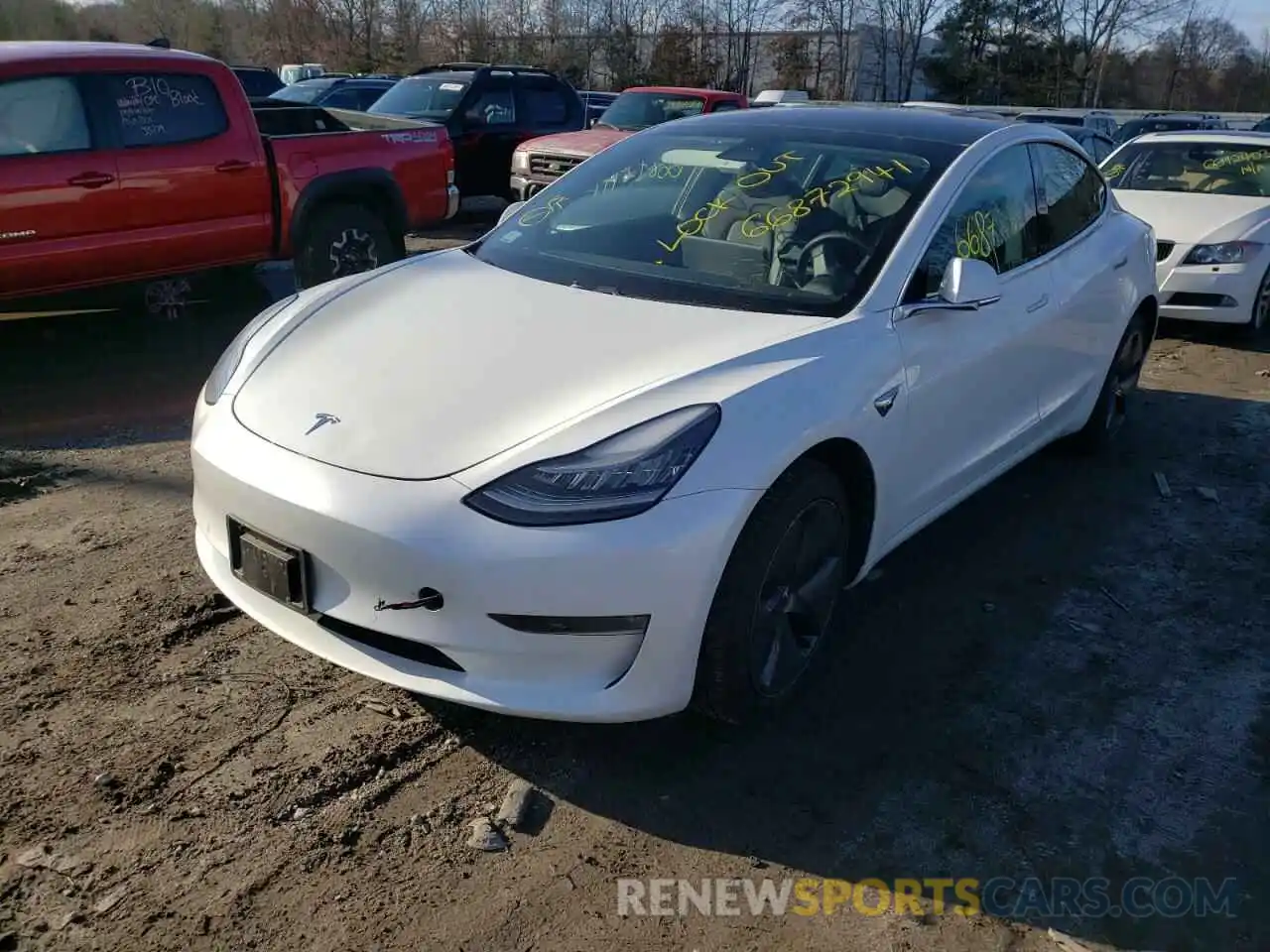 2 Photograph of a damaged car 5YJ3E1EB6KF493489 TESLA MODEL 3 2019