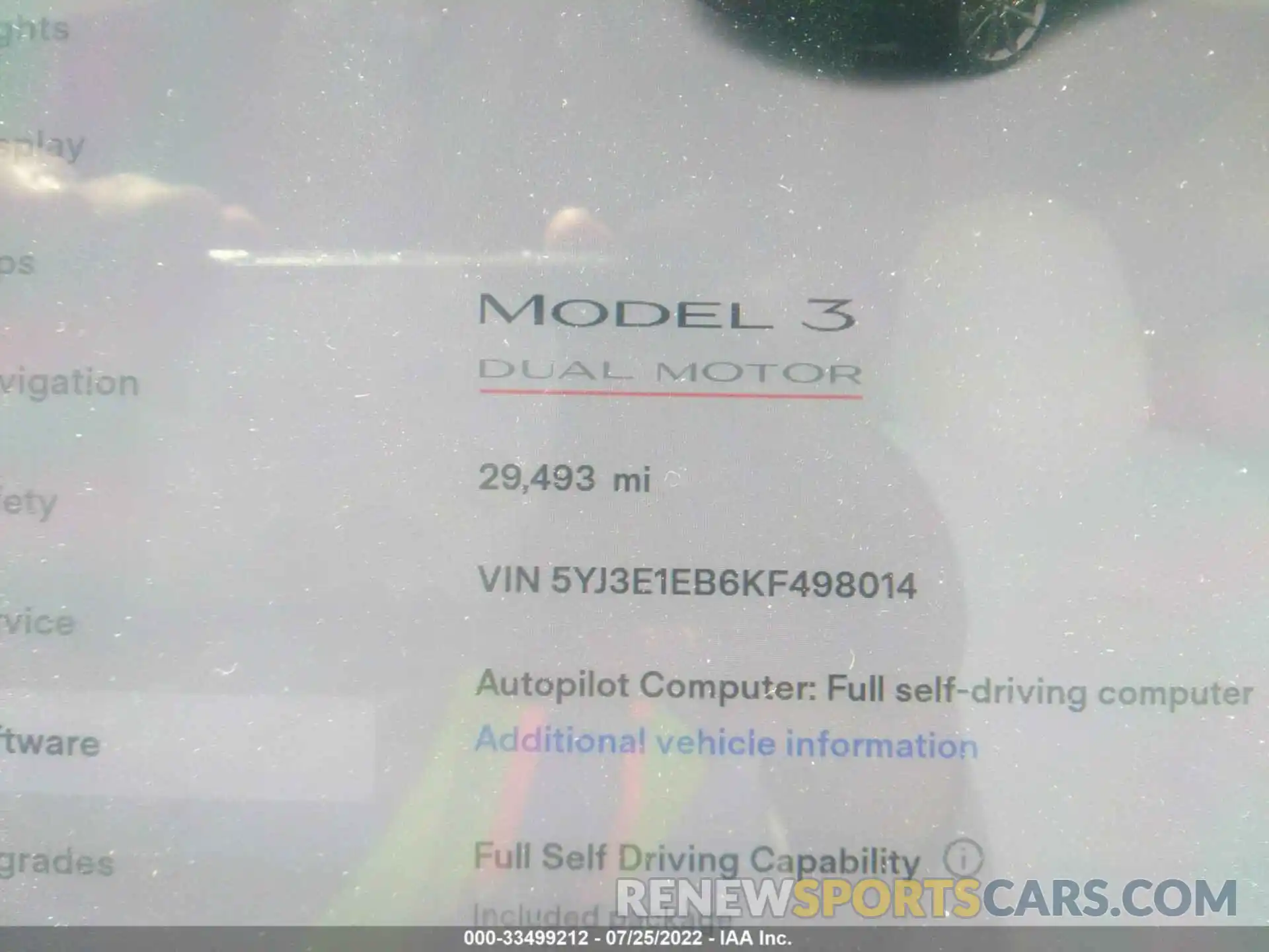 7 Photograph of a damaged car 5YJ3E1EB6KF498014 TESLA MODEL 3 2019