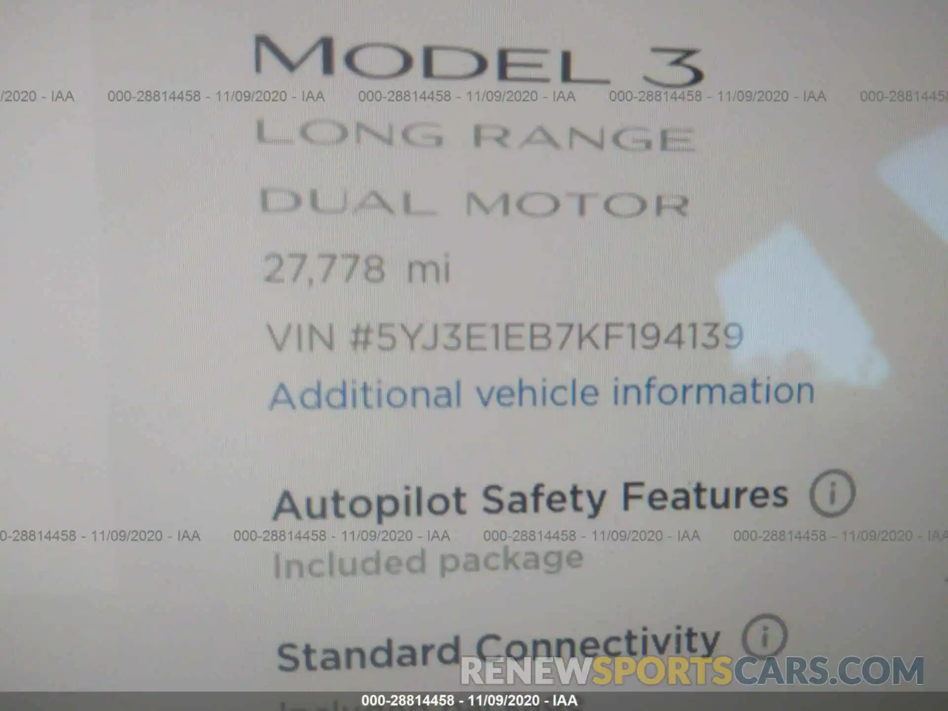 7 Photograph of a damaged car 5YJ3E1EB7KF194139 TESLA MODEL 3 2019