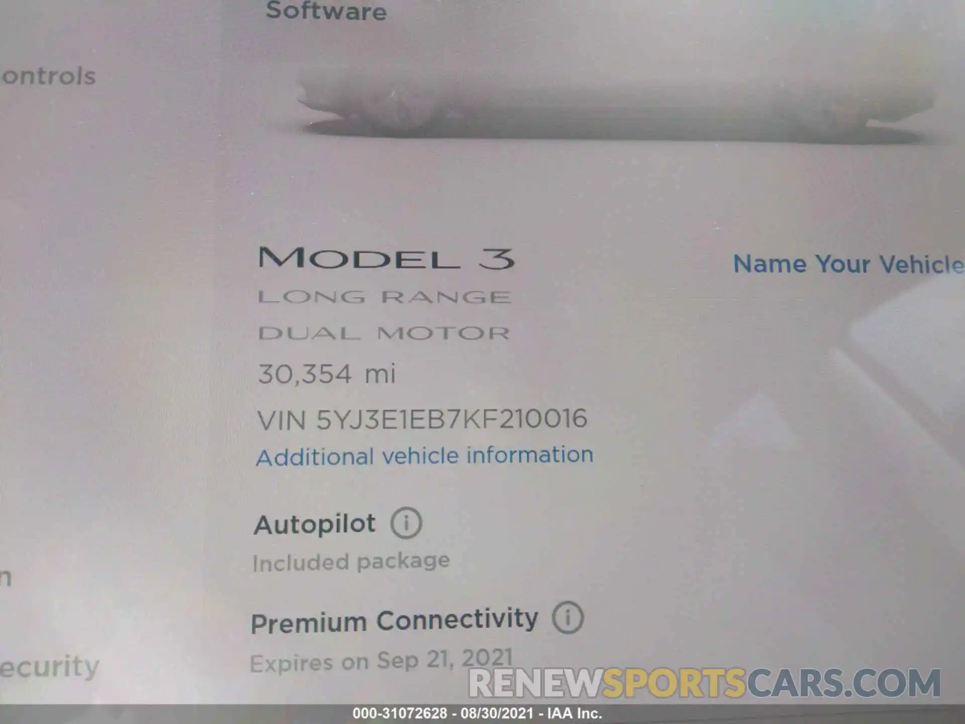 7 Photograph of a damaged car 5YJ3E1EB7KF210016 TESLA MODEL 3 2019