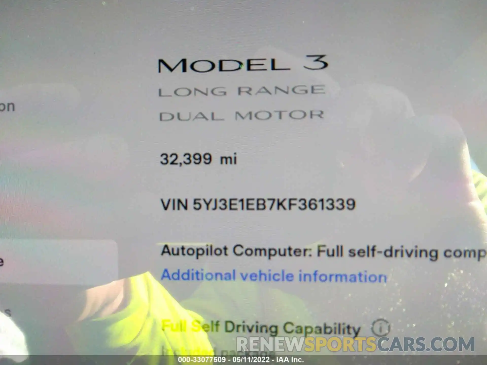 7 Photograph of a damaged car 5YJ3E1EB7KF361339 TESLA MODEL 3 2019