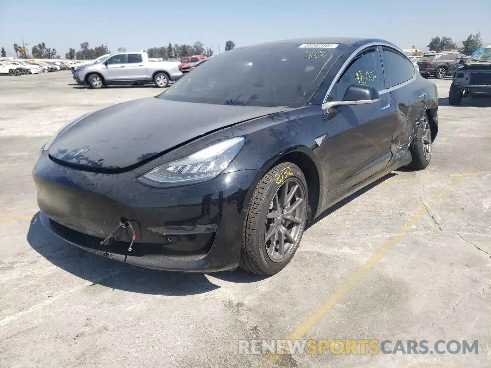 2 Photograph of a damaged car 5YJ3E1EB7KF361342 TESLA MODEL 3 2019