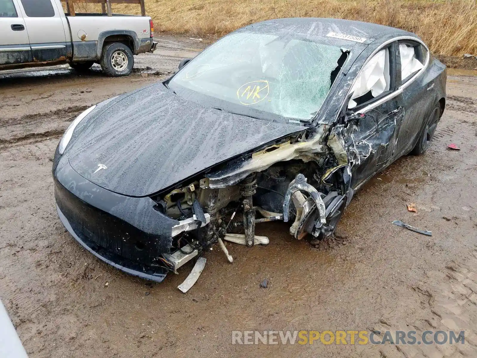 2 Photograph of a damaged car 5YJ3E1EB7KF384507 TESLA MODEL 3 2019