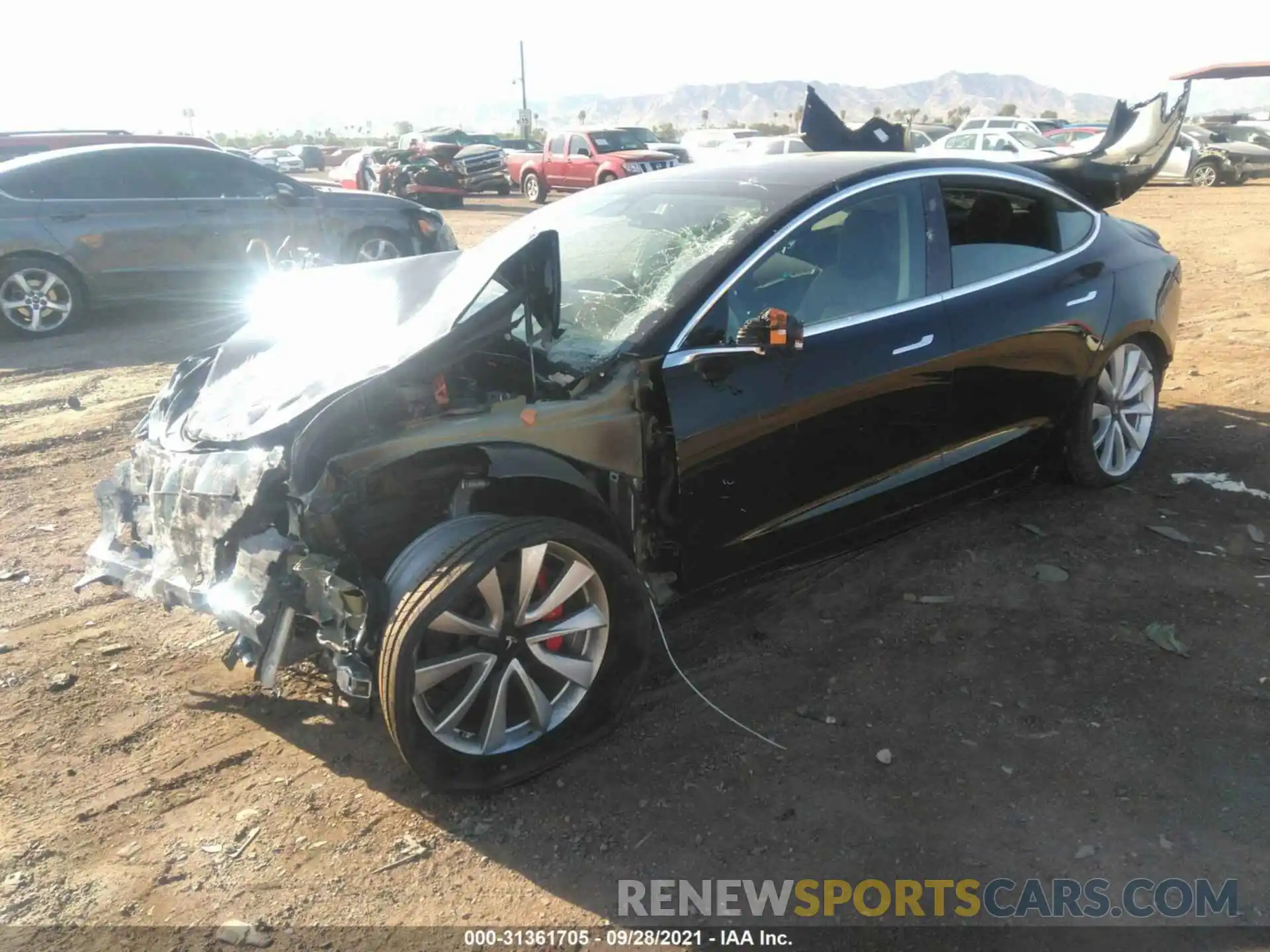 2 Photograph of a damaged car 5YJ3E1EB7KF392722 TESLA MODEL 3 2019