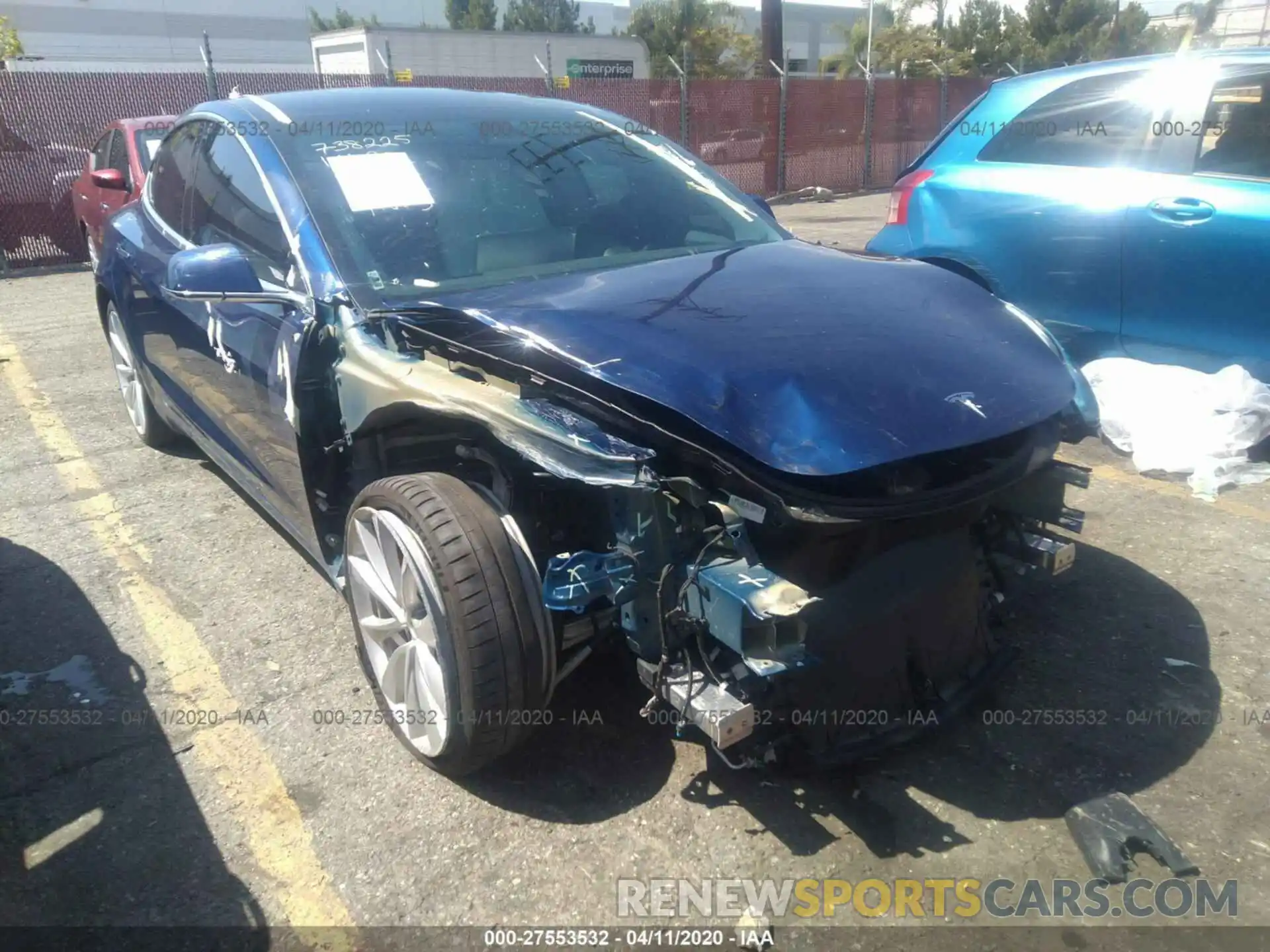 1 Photograph of a damaged car 5YJ3E1EB7KF393613 TESLA MODEL 3 2019