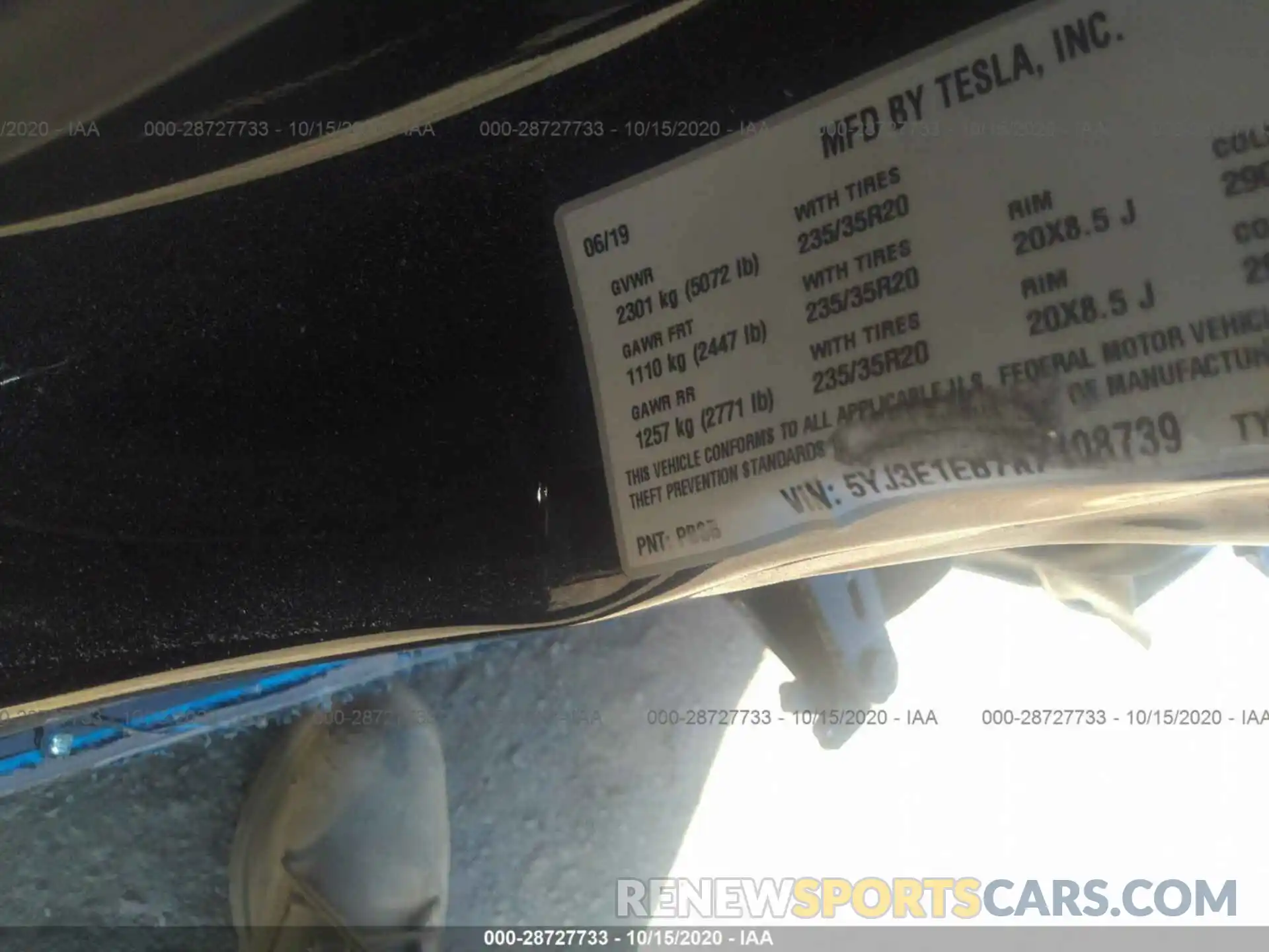 9 Photograph of a damaged car 5YJ3E1EB7KF408739 TESLA MODEL 3 2019