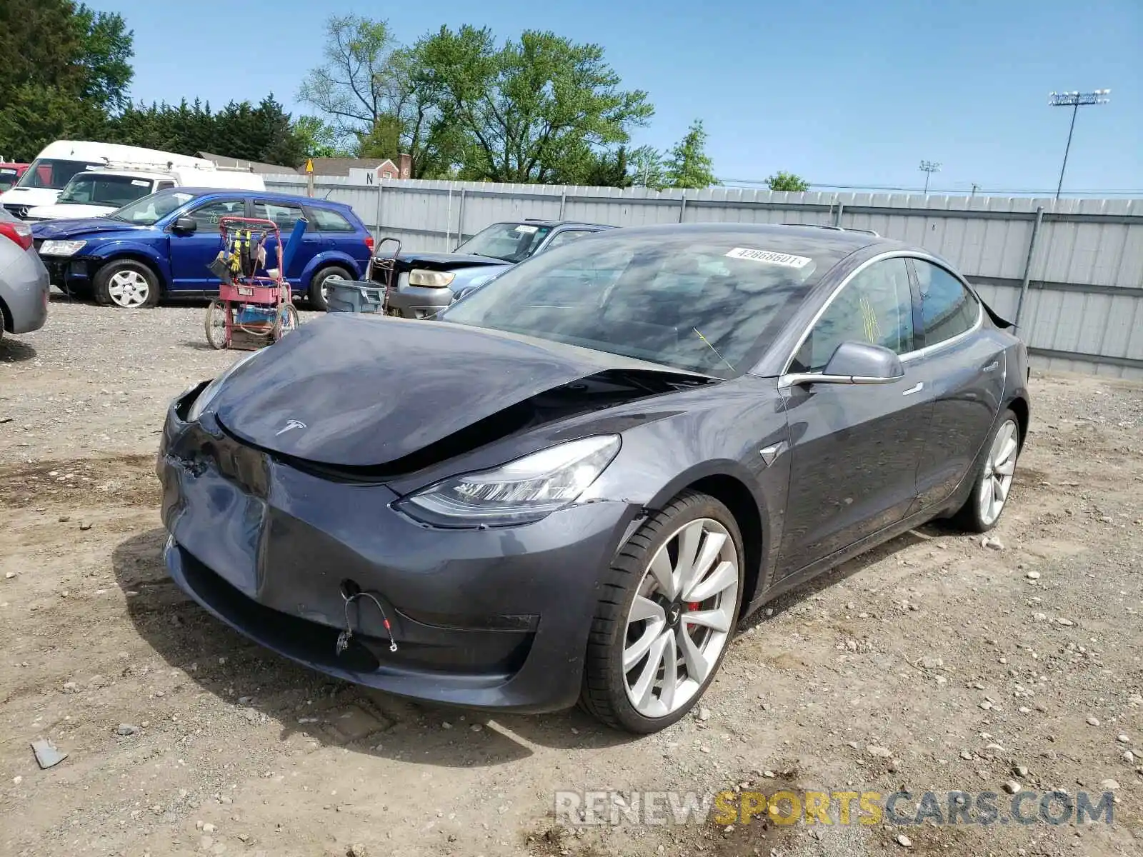 2 Photograph of a damaged car 5YJ3E1EB7KF413472 TESLA MODEL 3 2019