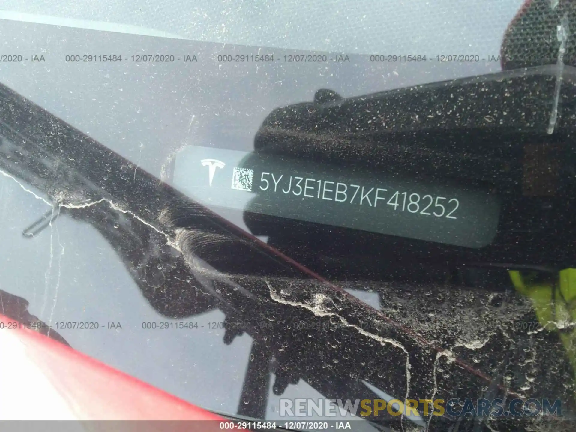 9 Photograph of a damaged car 5YJ3E1EB7KF418252 TESLA MODEL 3 2019