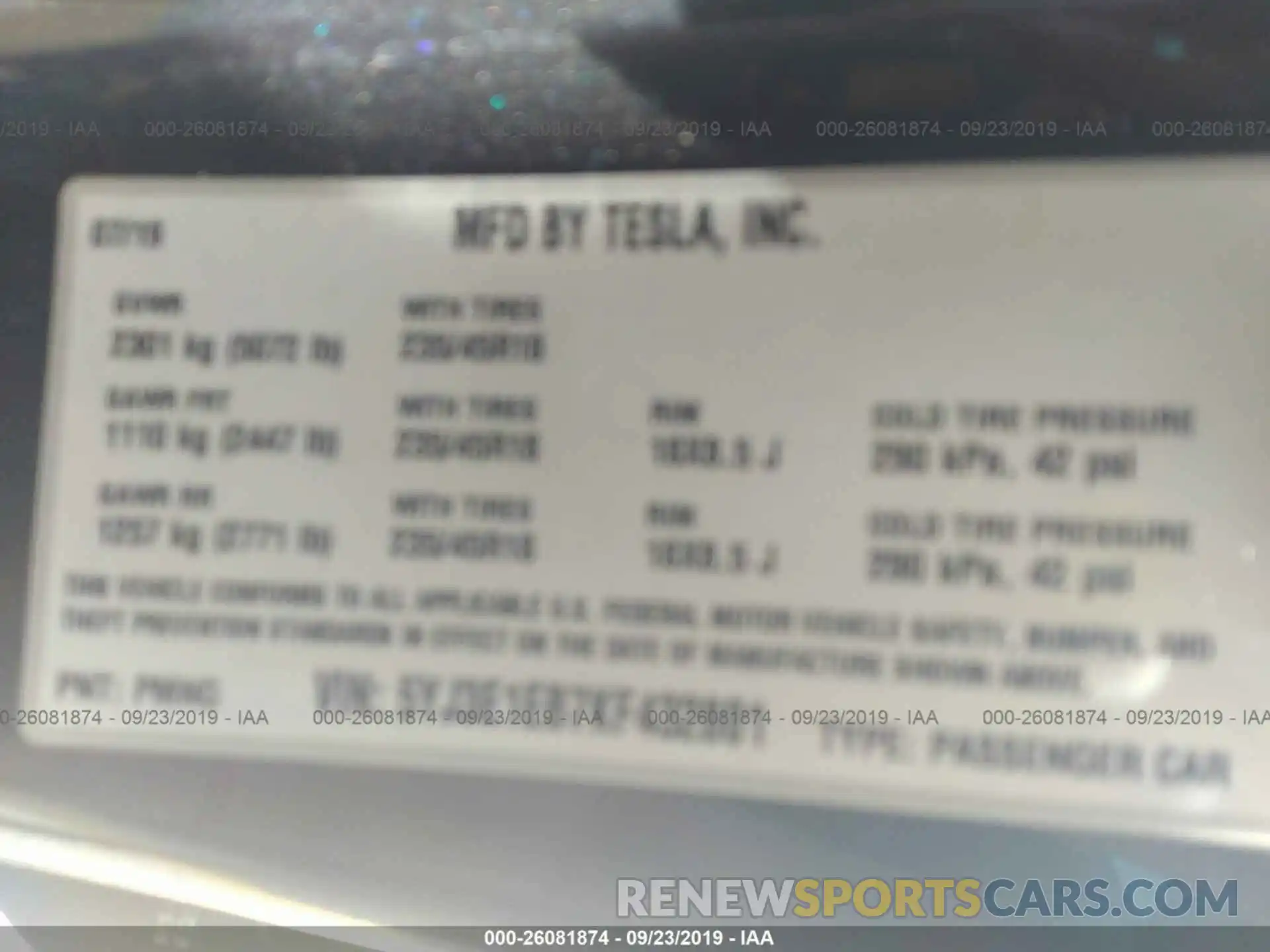 9 Photograph of a damaged car 5YJ3E1EB7KF432801 TESLA MODEL 3 2019