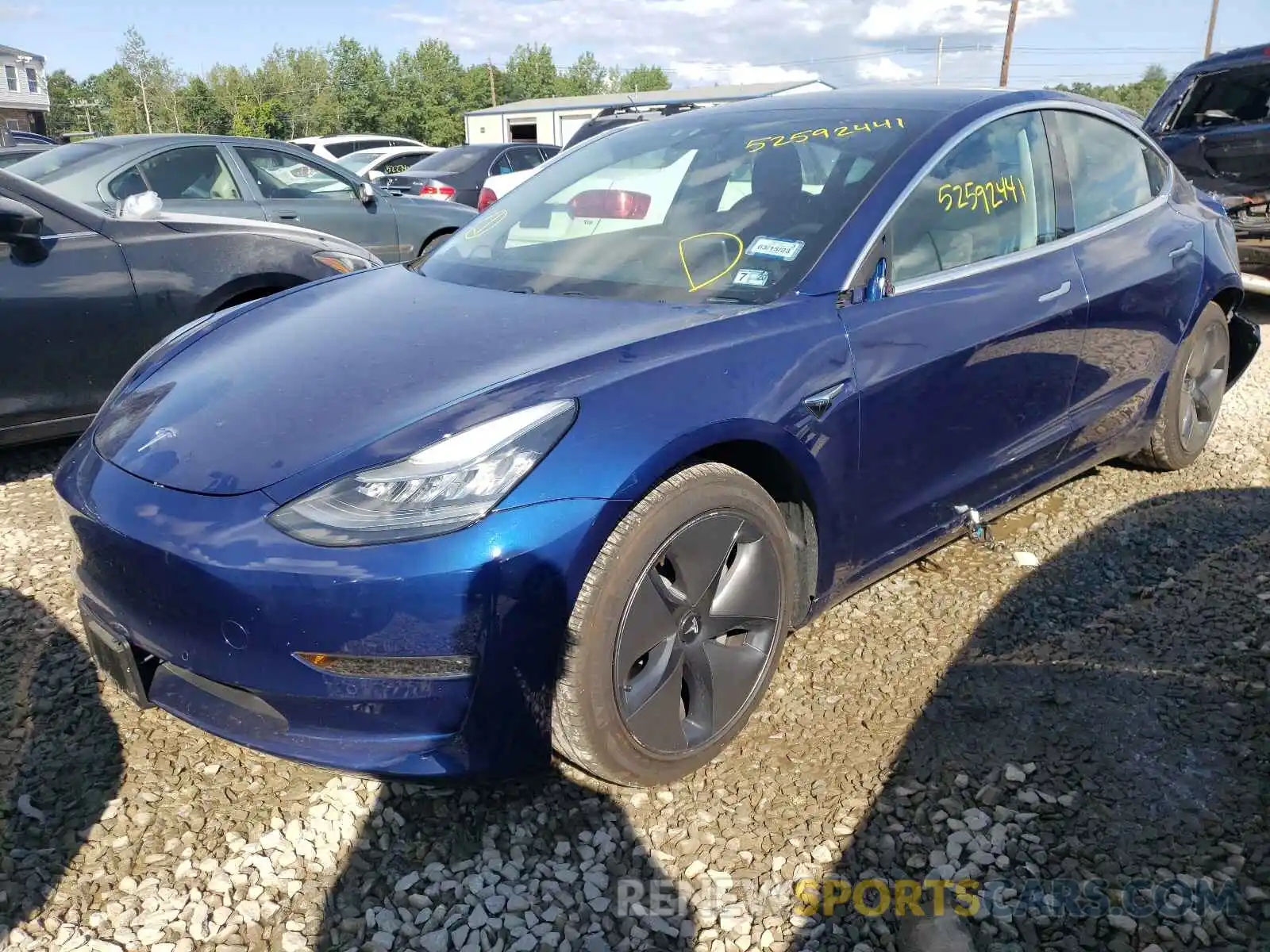 2 Photograph of a damaged car 5YJ3E1EB7KF433155 TESLA MODEL 3 2019