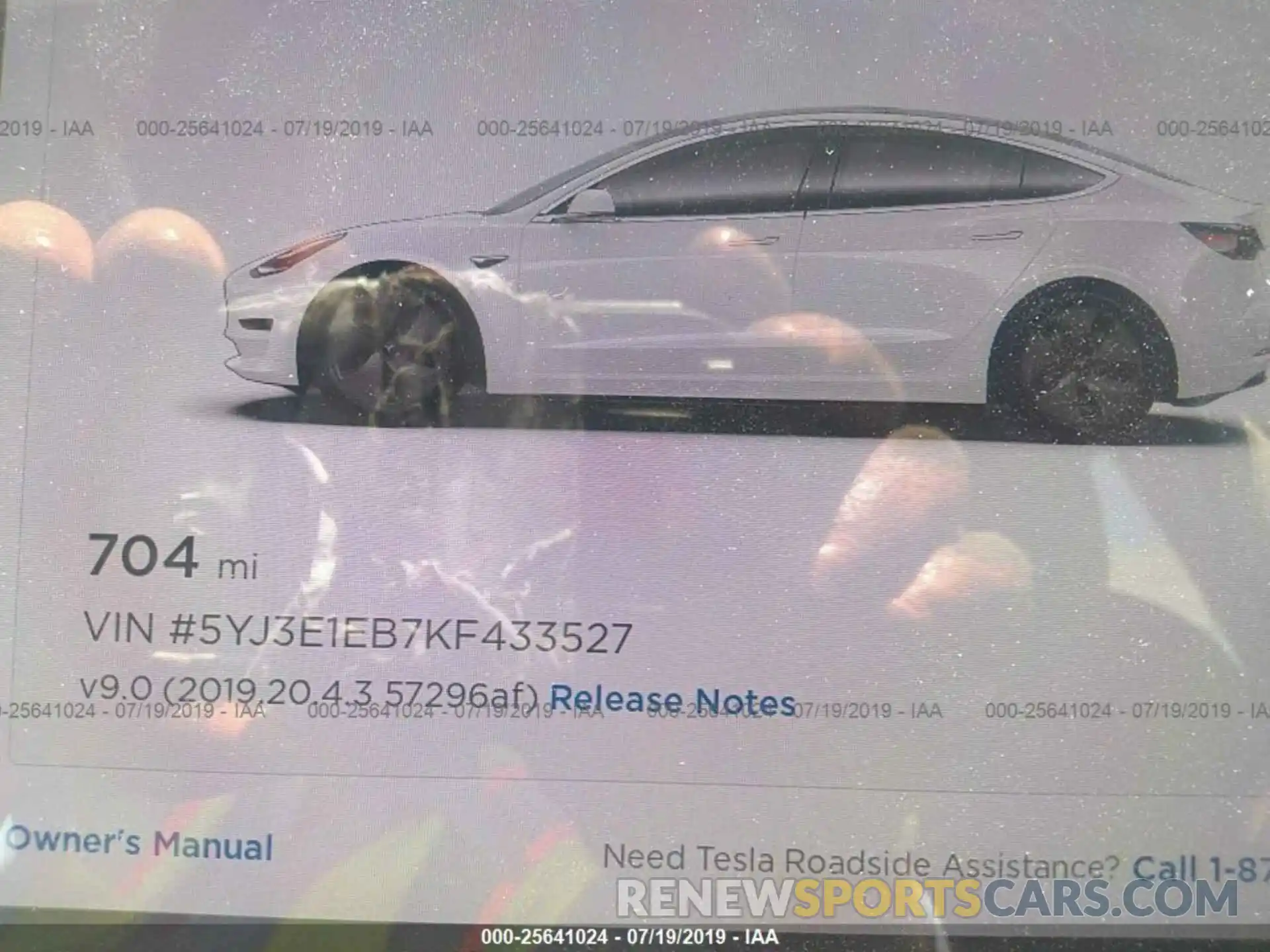 7 Photograph of a damaged car 5YJ3E1EB7KF433527 TESLA MODEL 3 2019