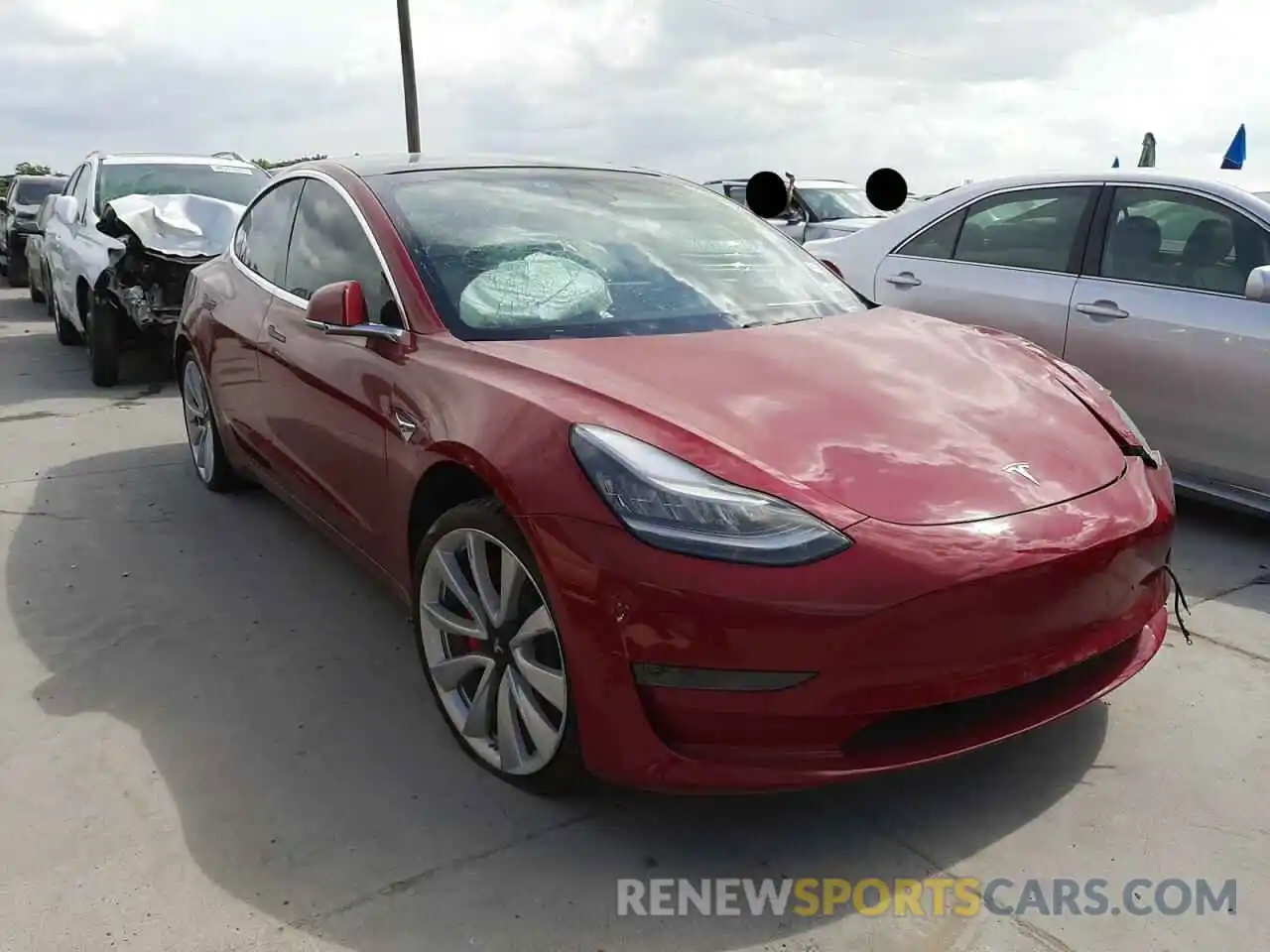 1 Photograph of a damaged car 5YJ3E1EB7KF447086 TESLA MODEL 3 2019