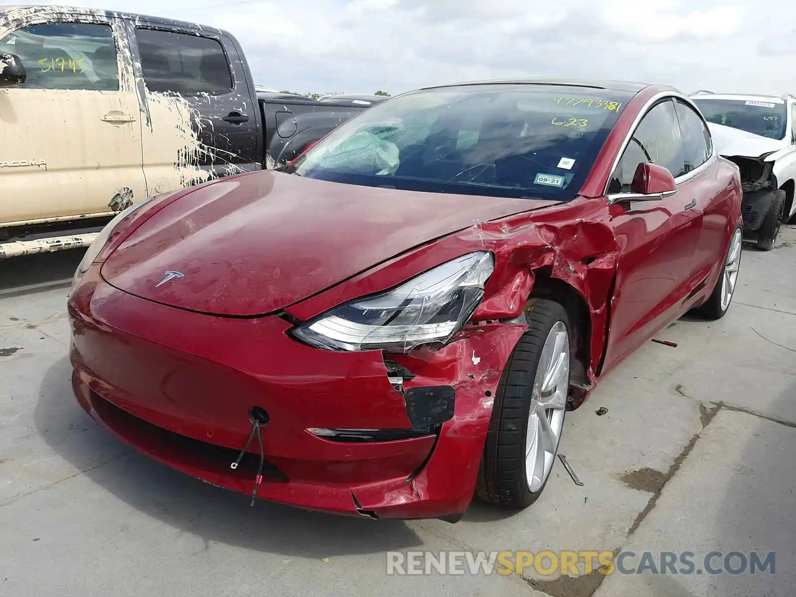 2 Photograph of a damaged car 5YJ3E1EB7KF447086 TESLA MODEL 3 2019