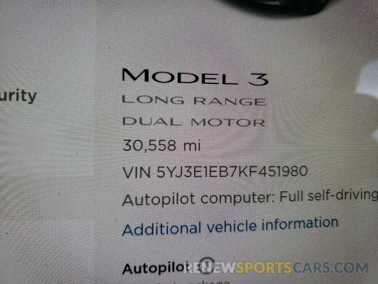 8 Photograph of a damaged car 5YJ3E1EB7KF451980 TESLA MODEL 3 2019