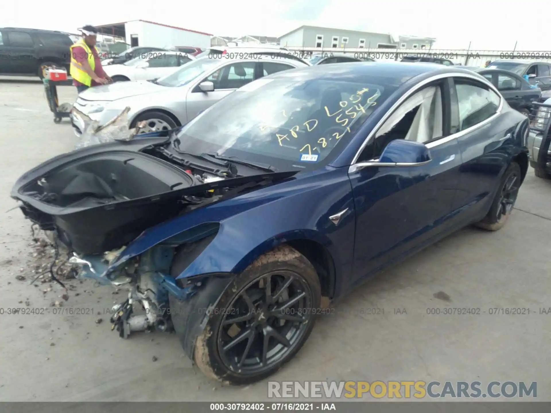 2 Photograph of a damaged car 5YJ3E1EB7KF452708 TESLA MODEL 3 2019