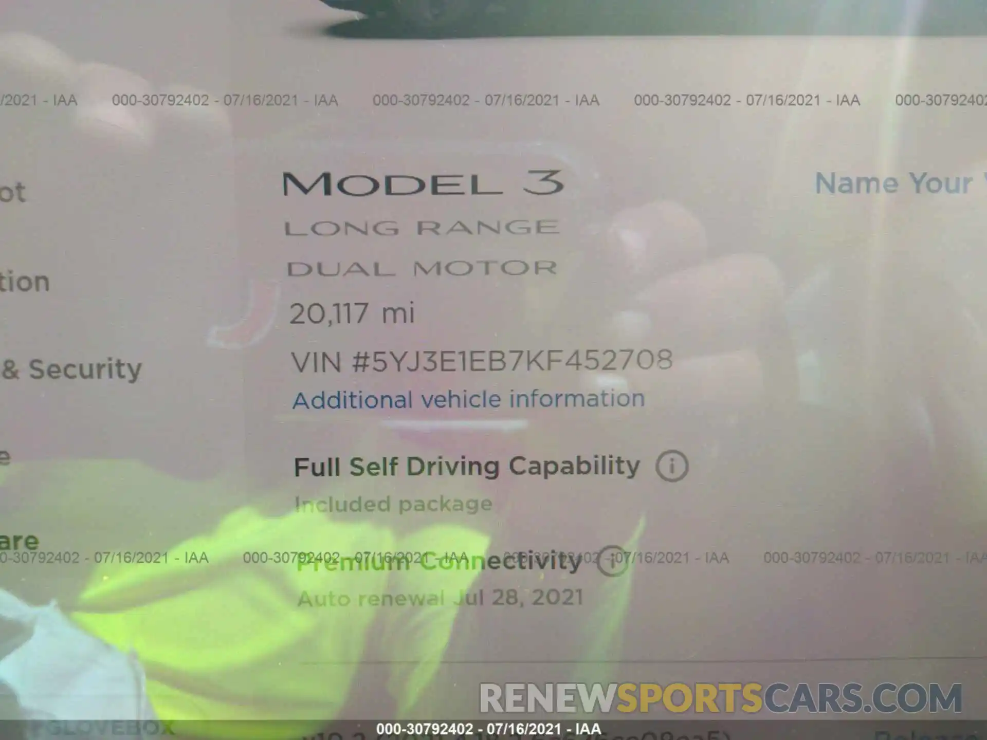 7 Photograph of a damaged car 5YJ3E1EB7KF452708 TESLA MODEL 3 2019