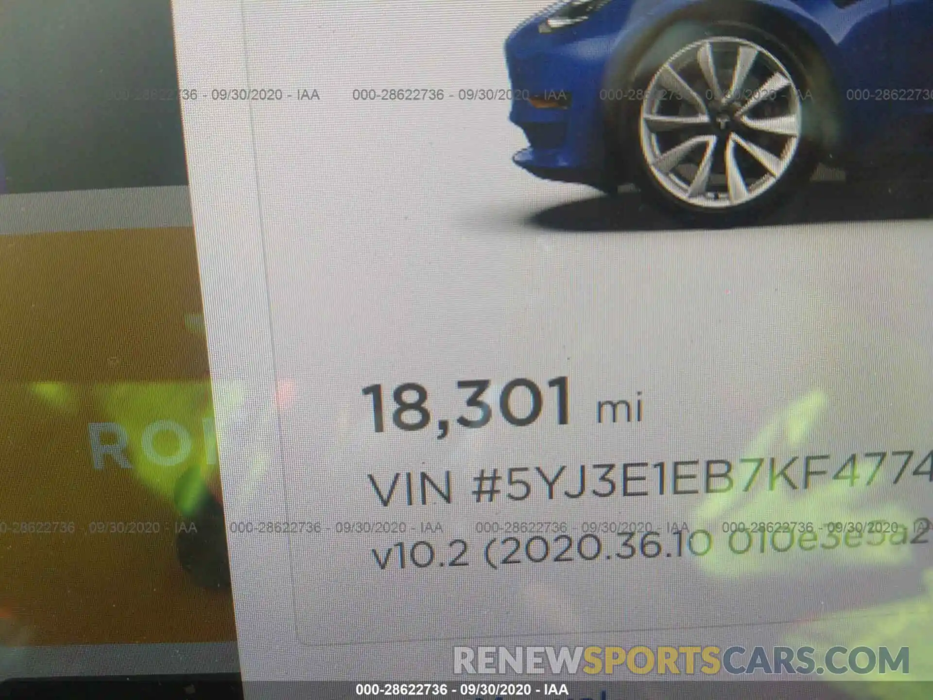 7 Фотография поврежденного автомобиля 5YJ3E1EB7KF477480 TESLA MODEL 3 2019