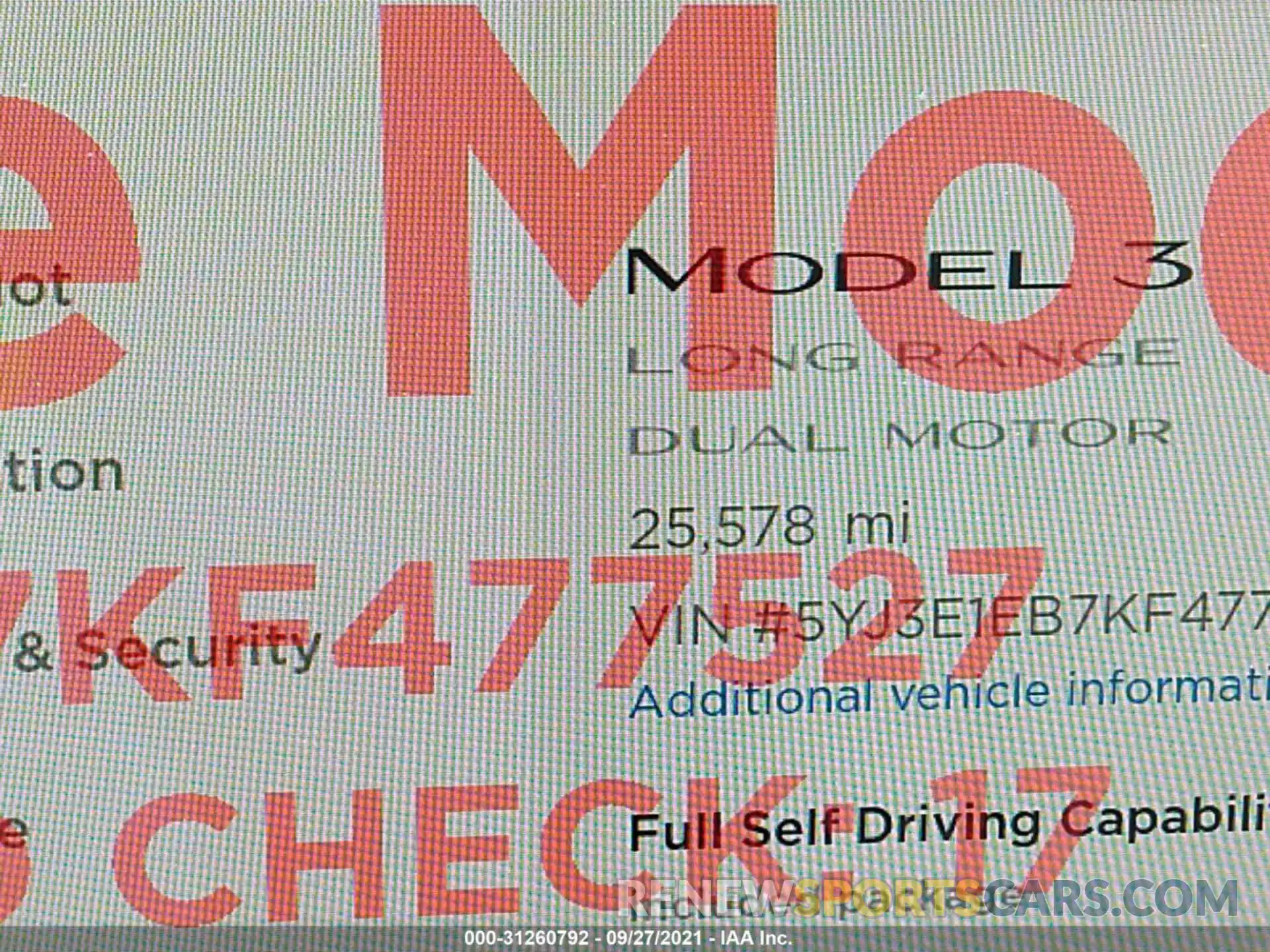 7 Photograph of a damaged car 5YJ3E1EB7KF477527 TESLA MODEL 3 2019