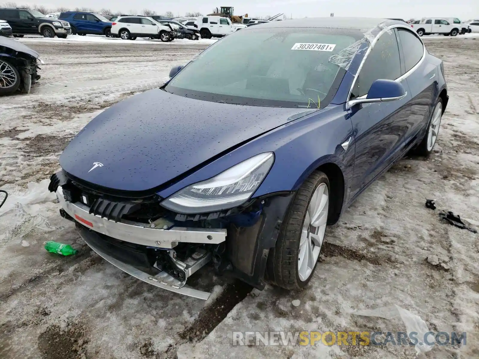 2 Photograph of a damaged car 5YJ3E1EB7KF477625 TESLA MODEL 3 2019