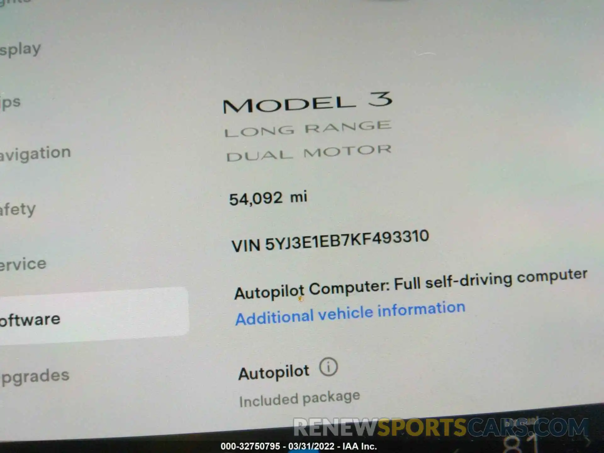 7 Photograph of a damaged car 5YJ3E1EB7KF493310 TESLA MODEL 3 2019