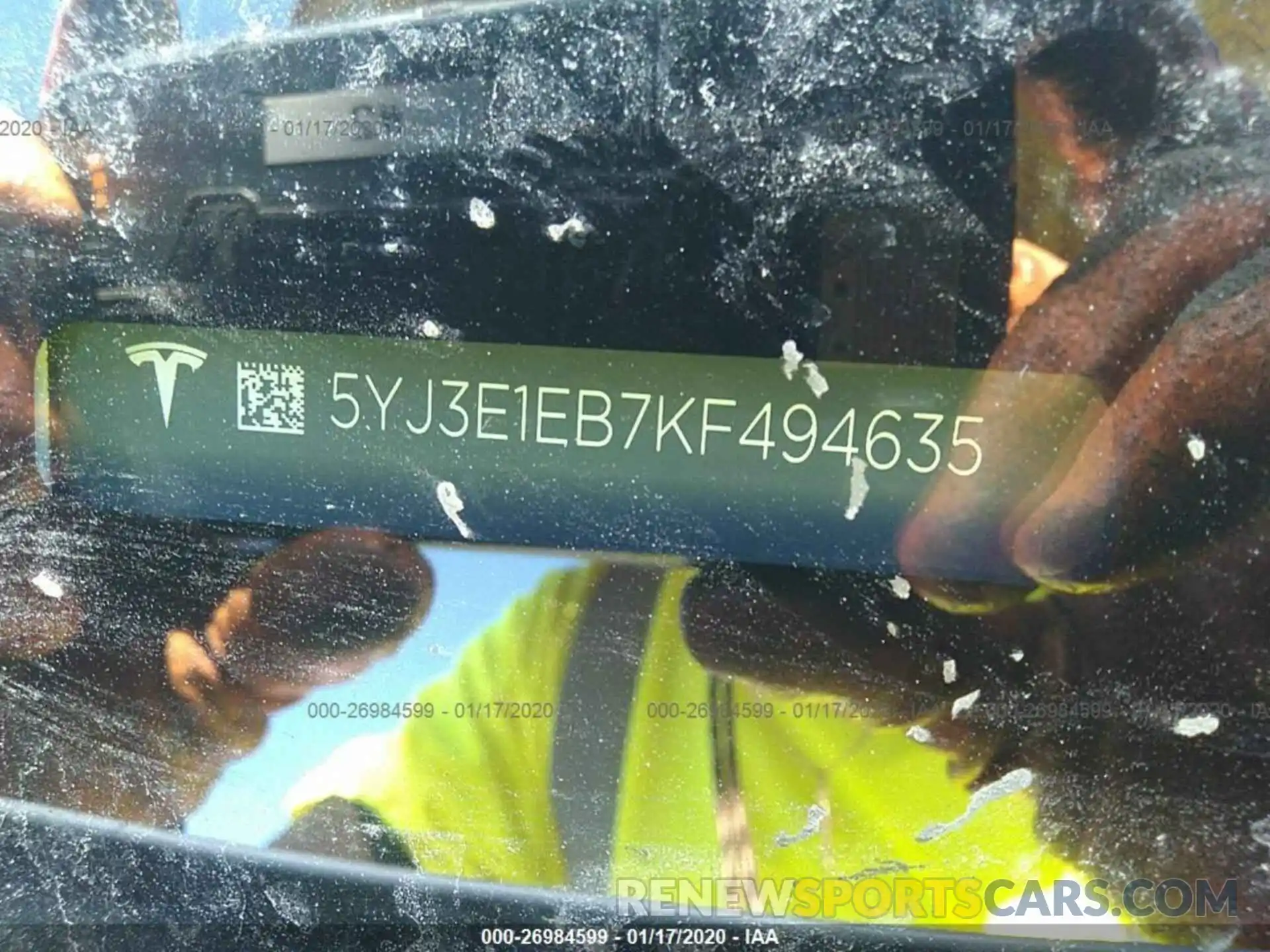 9 Photograph of a damaged car 5YJ3E1EB7KF494635 TESLA MODEL 3 2019