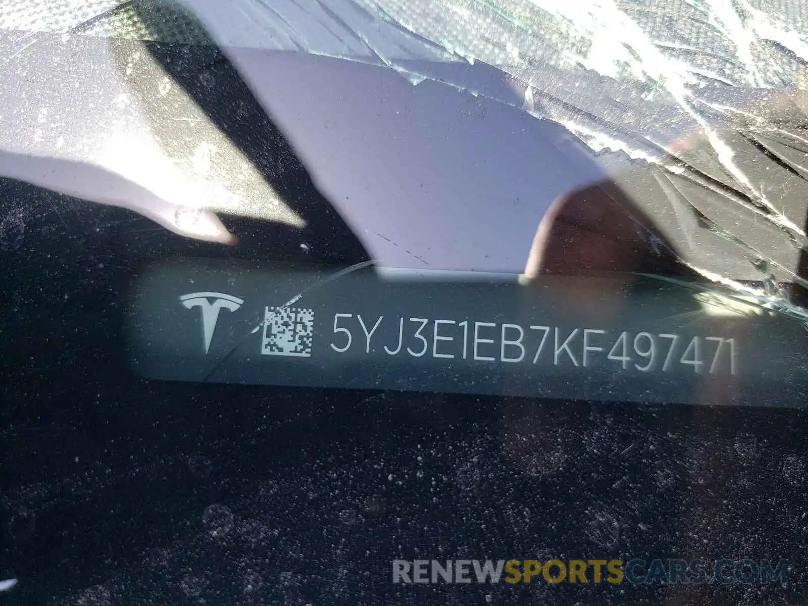 10 Photograph of a damaged car 5YJ3E1EB7KF497471 TESLA MODEL 3 2019