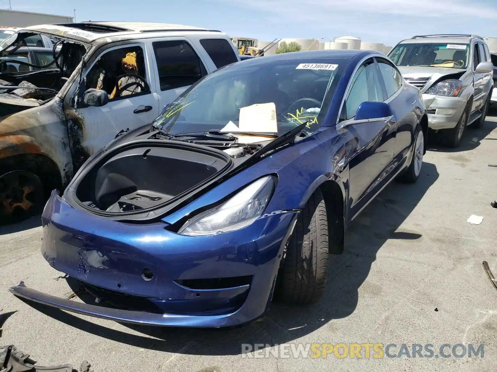 2 Photograph of a damaged car 5YJ3E1EB7KF497471 TESLA MODEL 3 2019