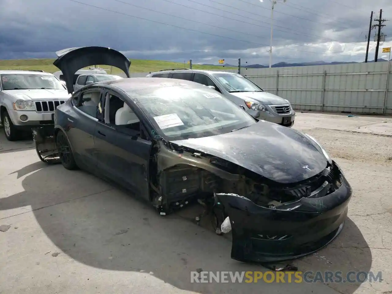 1 Photograph of a damaged car 5YJ3E1EB8KF406952 TESLA MODEL 3 2019