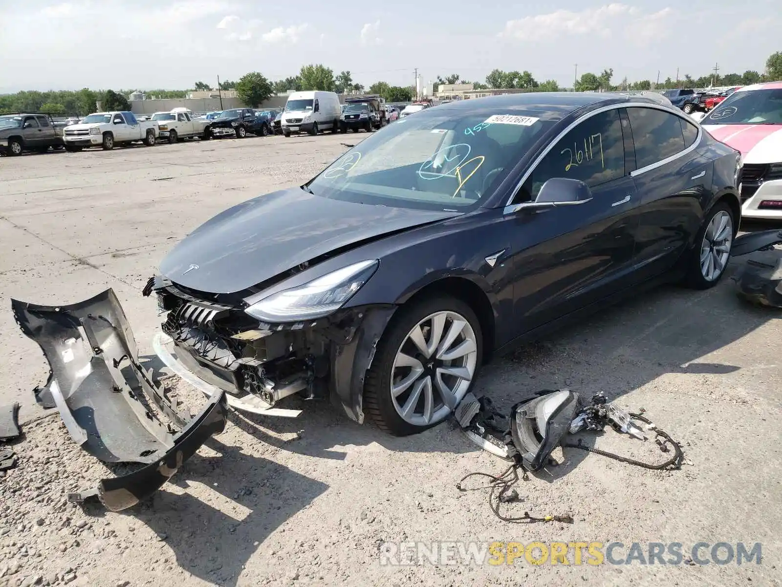 2 Photograph of a damaged car 5YJ3E1EB8KF453673 TESLA MODEL 3 2019