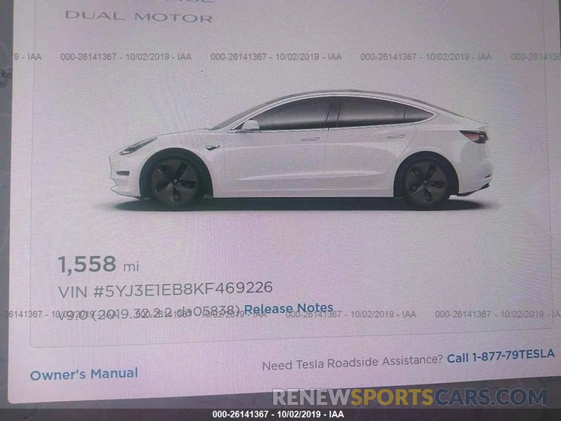 7 Photograph of a damaged car 5YJ3E1EB8KF469226 TESLA MODEL 3 2019