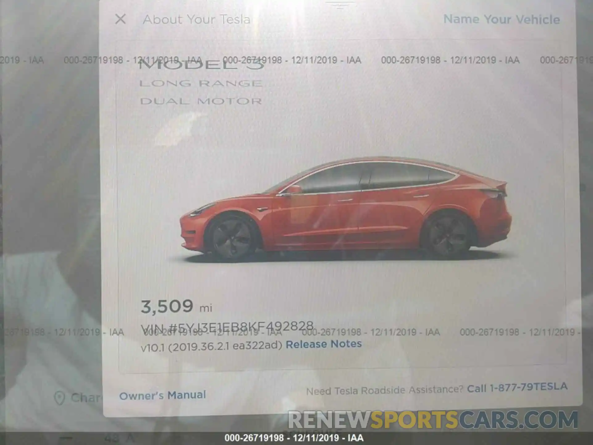 7 Photograph of a damaged car 5YJ3E1EB8KF492828 TESLA MODEL 3 2019