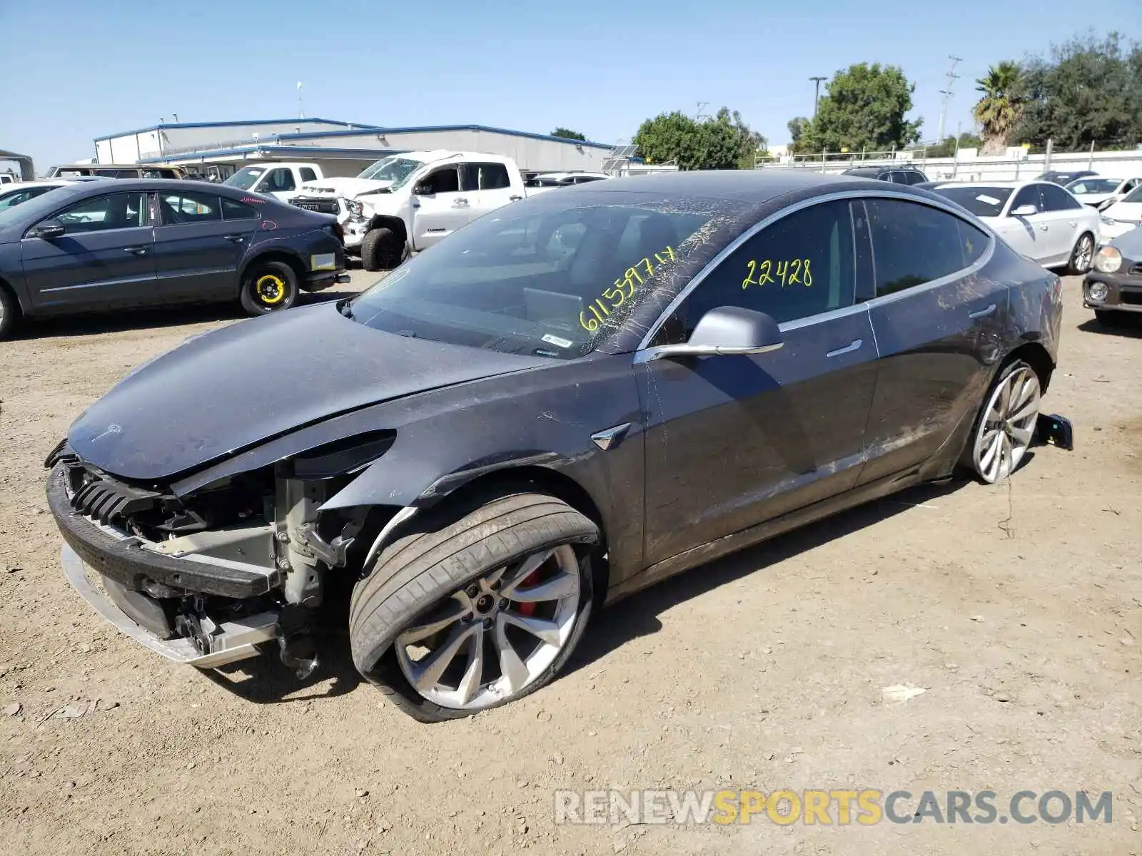 2 Photograph of a damaged car 5YJ3E1EB8KF522393 TESLA MODEL 3 2019