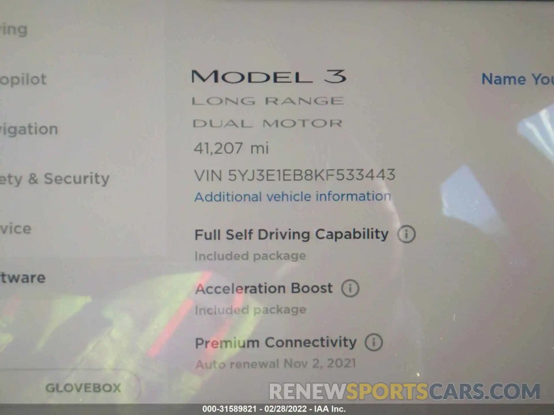 7 Photograph of a damaged car 5YJ3E1EB8KF533443 TESLA MODEL 3 2019