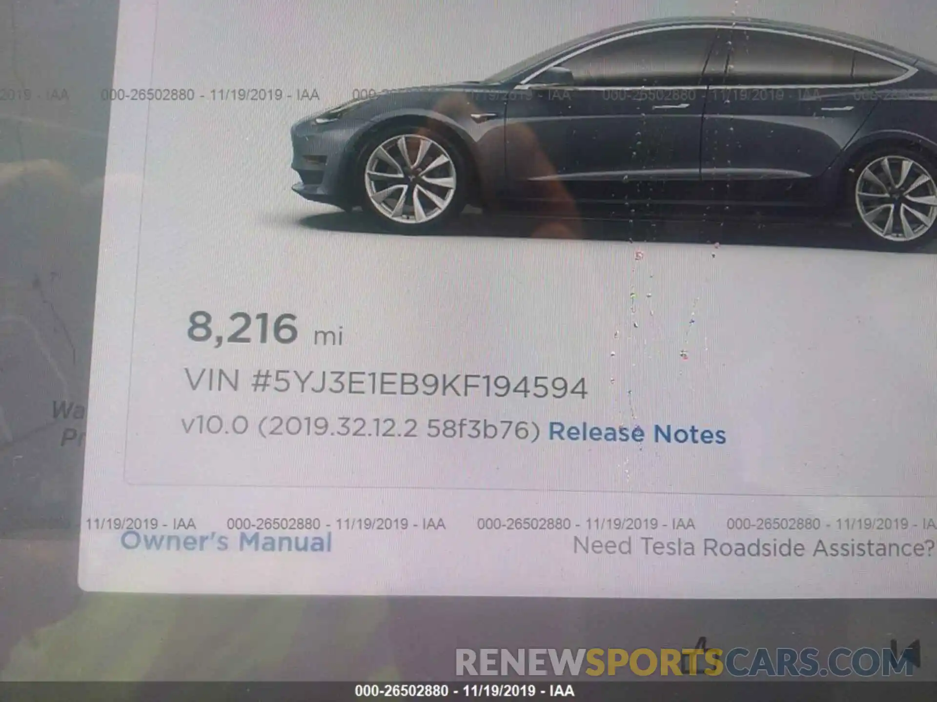 7 Photograph of a damaged car 5YJ3E1EB9KF194594 TESLA MODEL 3 2019