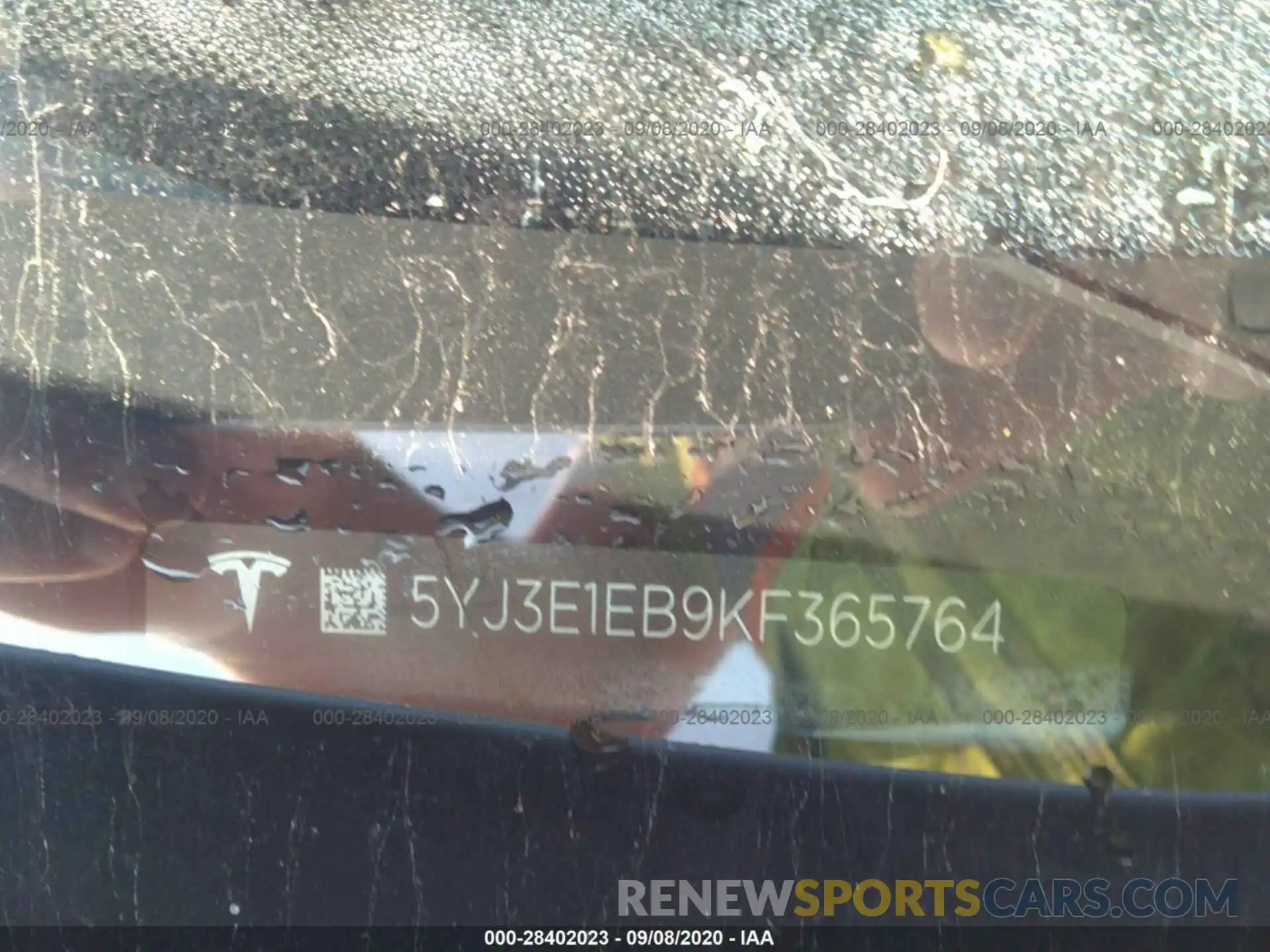 9 Photograph of a damaged car 5YJ3E1EB9KF365764 TESLA MODEL 3 2019