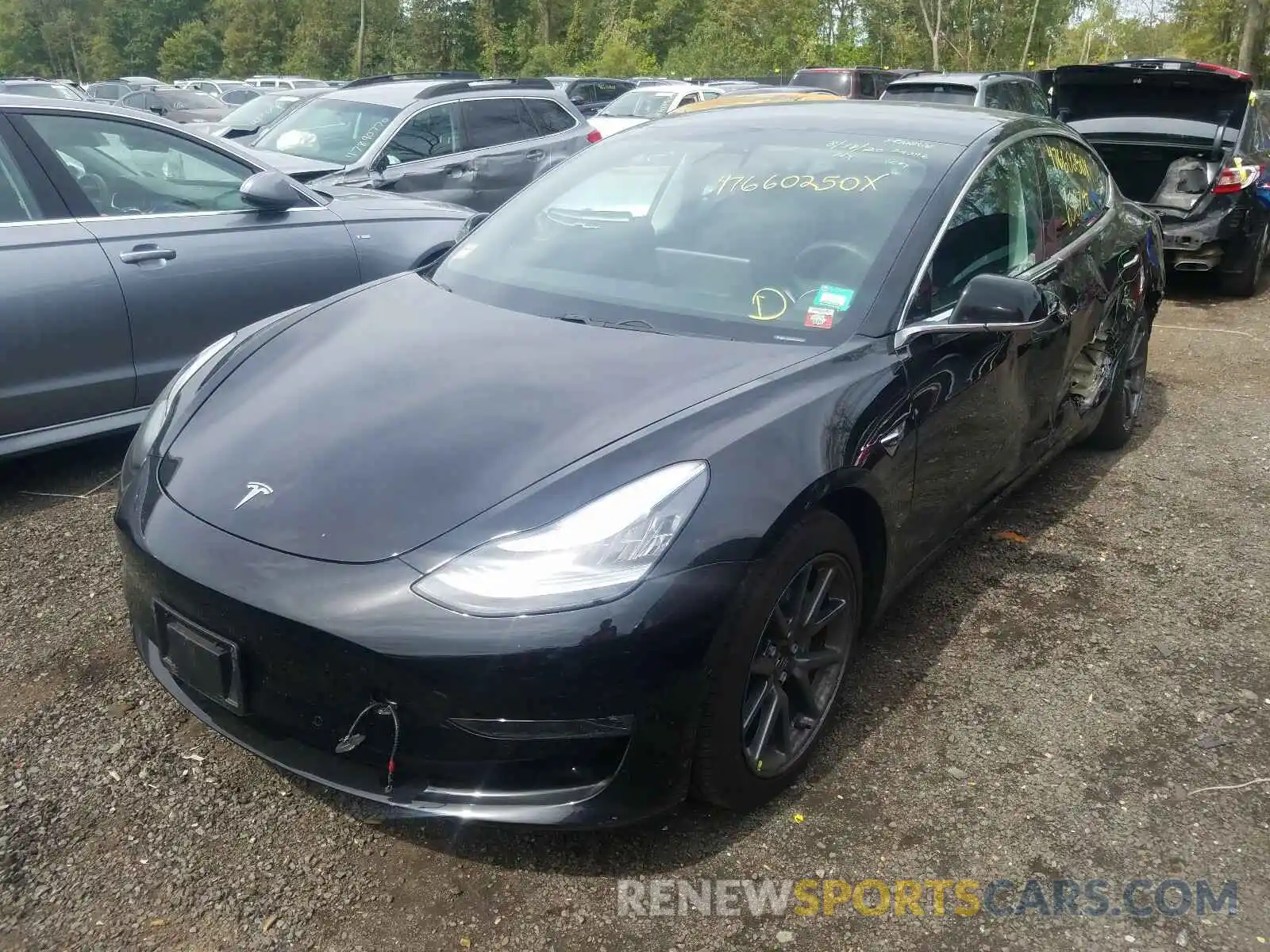 2 Photograph of a damaged car 5YJ3E1EB9KF384654 TESLA MODEL 3 2019