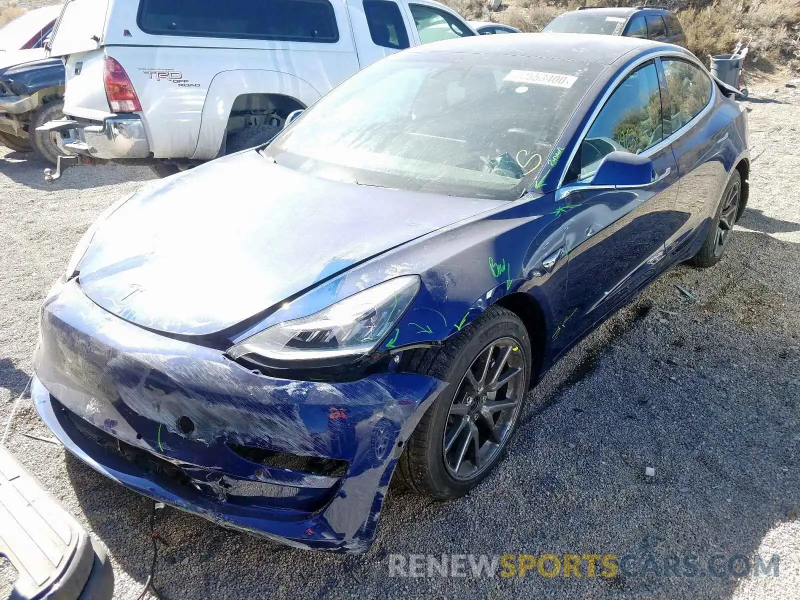 2 Photograph of a damaged car 5YJ3E1EB9KF387585 TESLA MODEL 3 2019