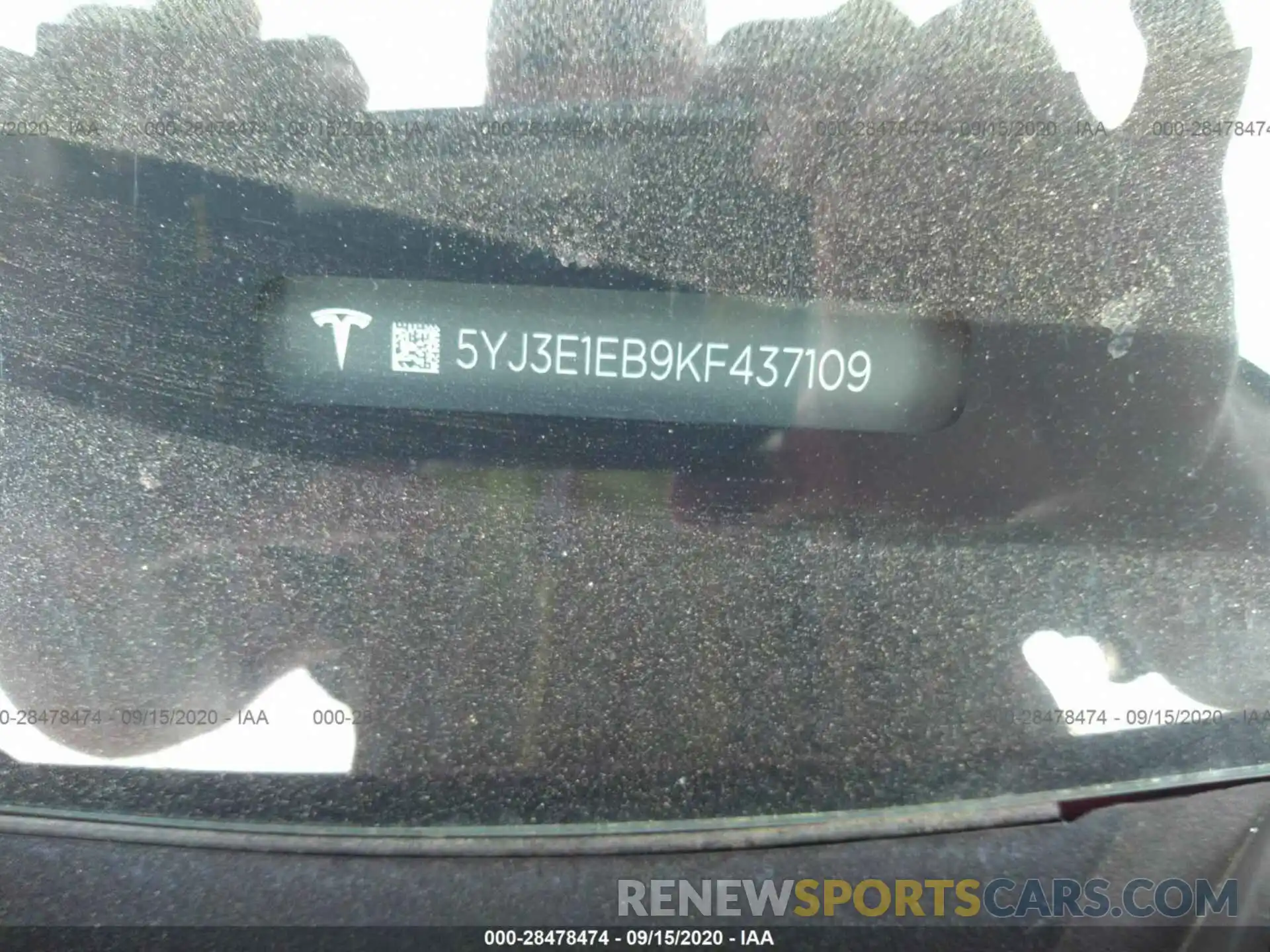 9 Photograph of a damaged car 5YJ3E1EB9KF437109 TESLA MODEL 3 2019