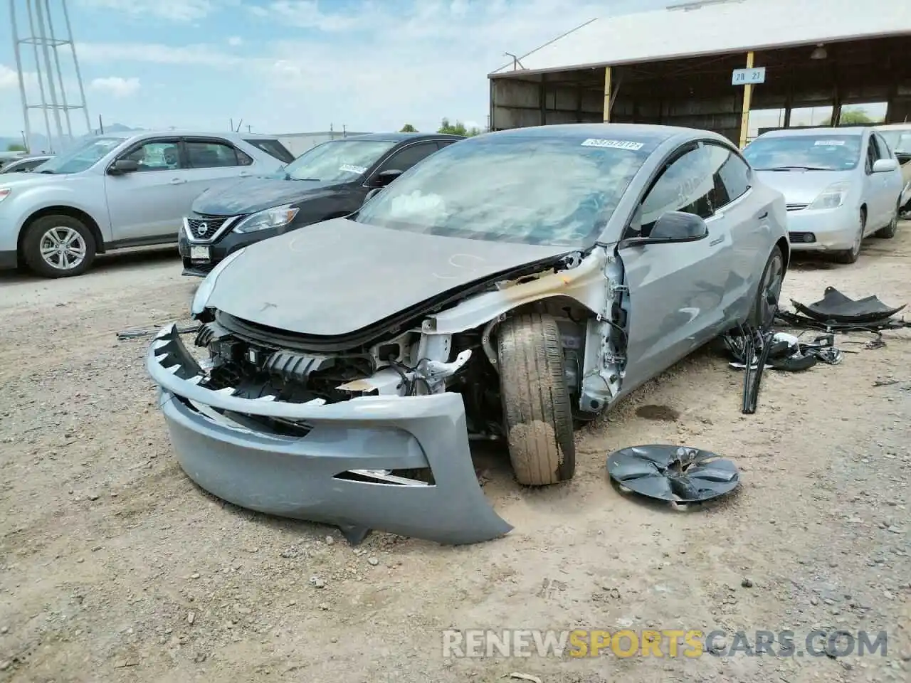 2 Photograph of a damaged car 5YJ3E1EB9KF493857 TESLA MODEL 3 2019