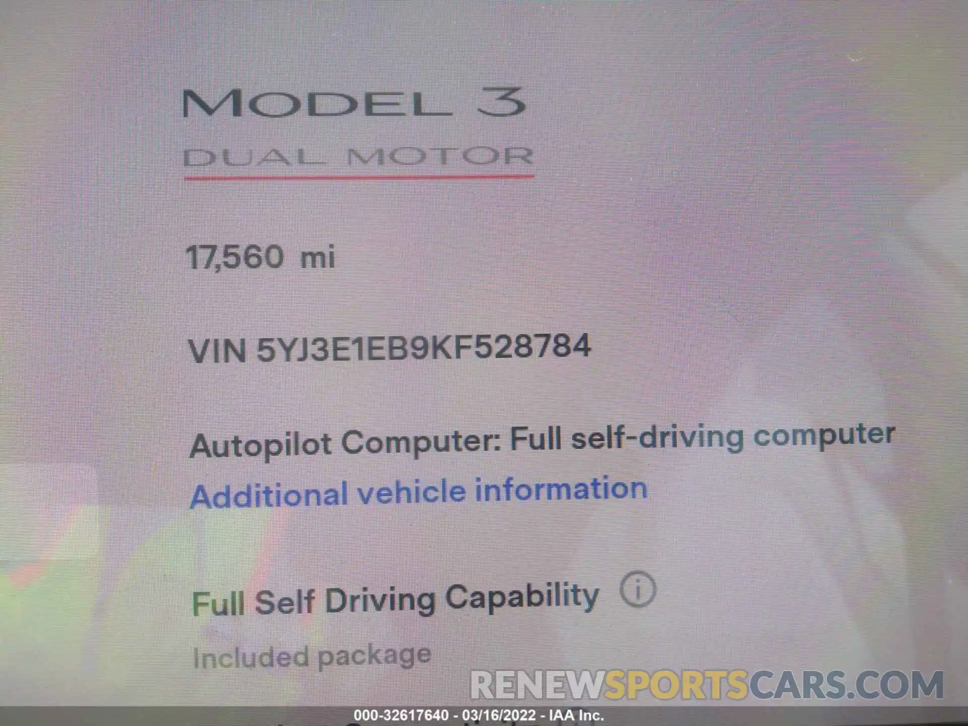 7 Photograph of a damaged car 5YJ3E1EB9KF528784 TESLA MODEL 3 2019