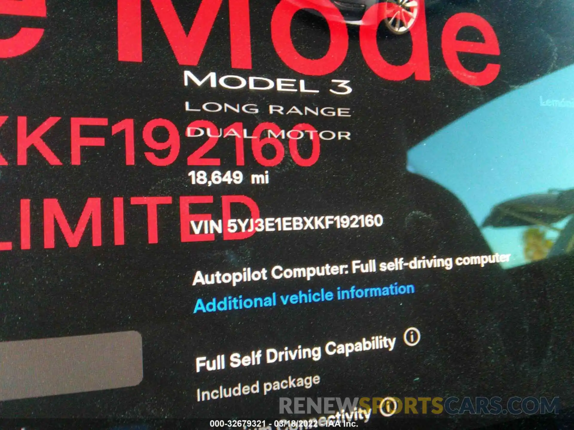 7 Photograph of a damaged car 5YJ3E1EBXKF192160 TESLA MODEL 3 2019