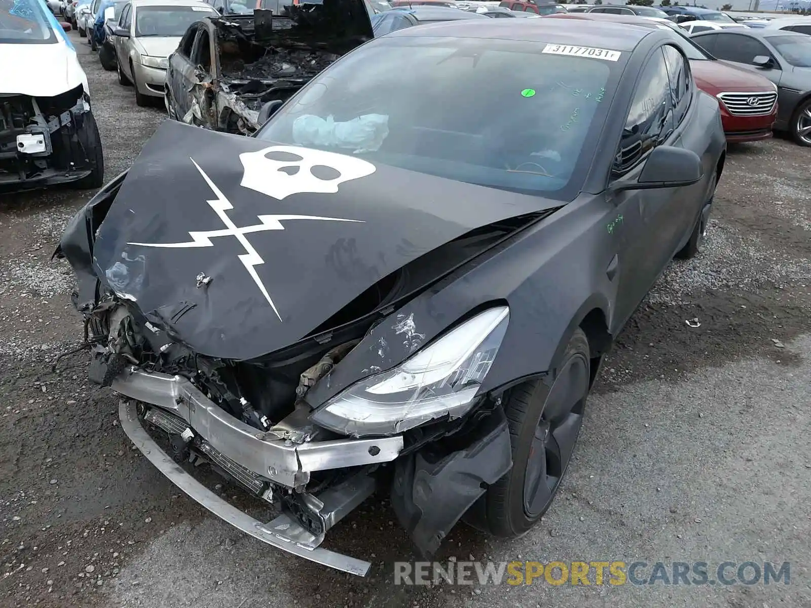 2 Photograph of a damaged car 5YJ3E1EBXKF193535 TESLA MODEL 3 2019