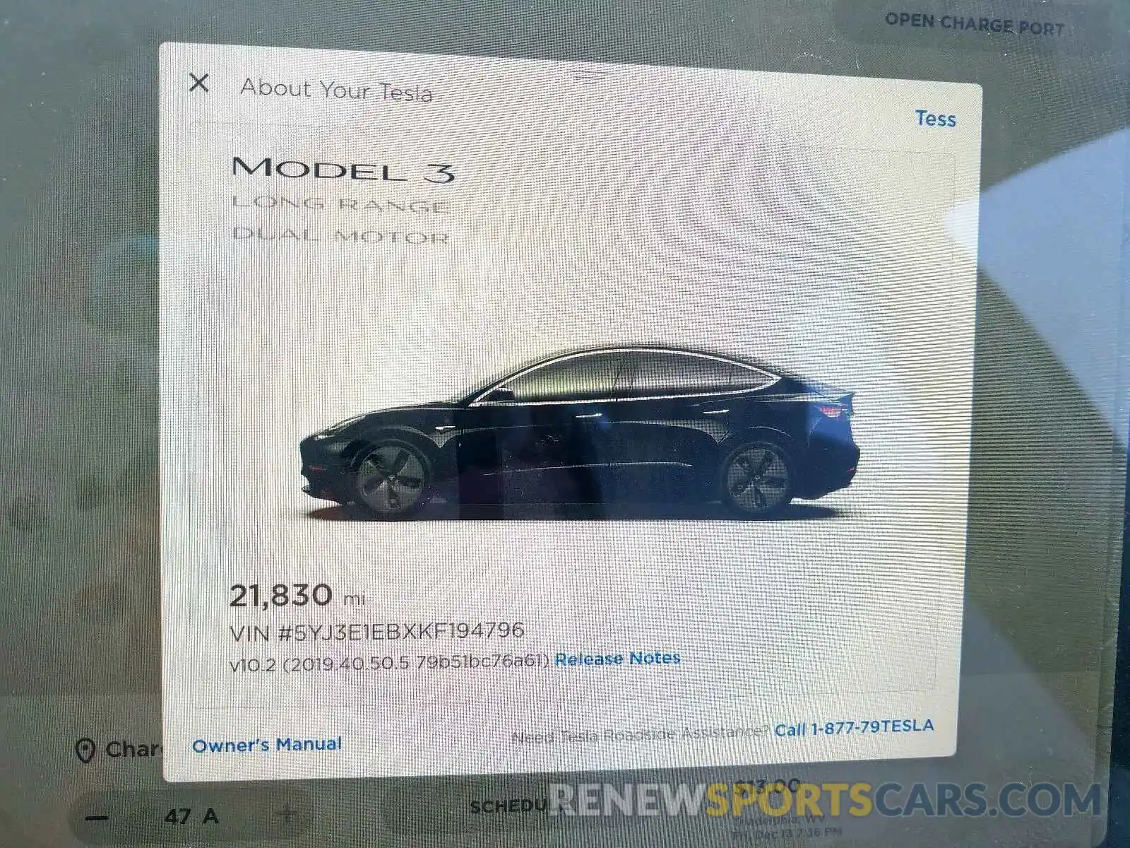 10 Photograph of a damaged car 5YJ3E1EBXKF194796 TESLA MODEL 3 2019