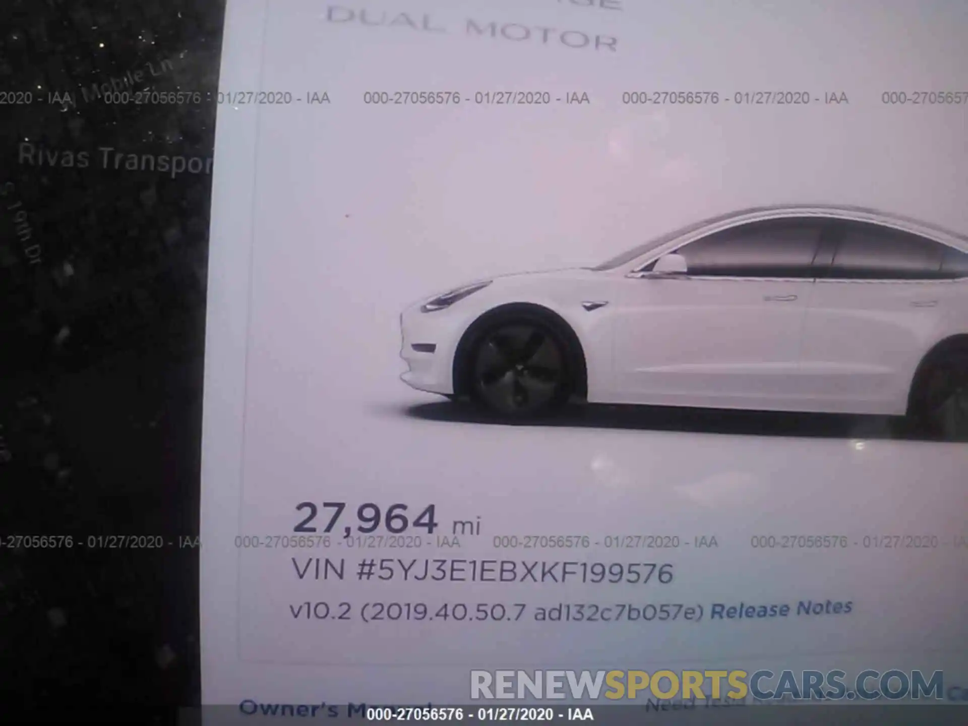 7 Фотография поврежденного автомобиля 5YJ3E1EBXKF199576 TESLA MODEL 3 2019