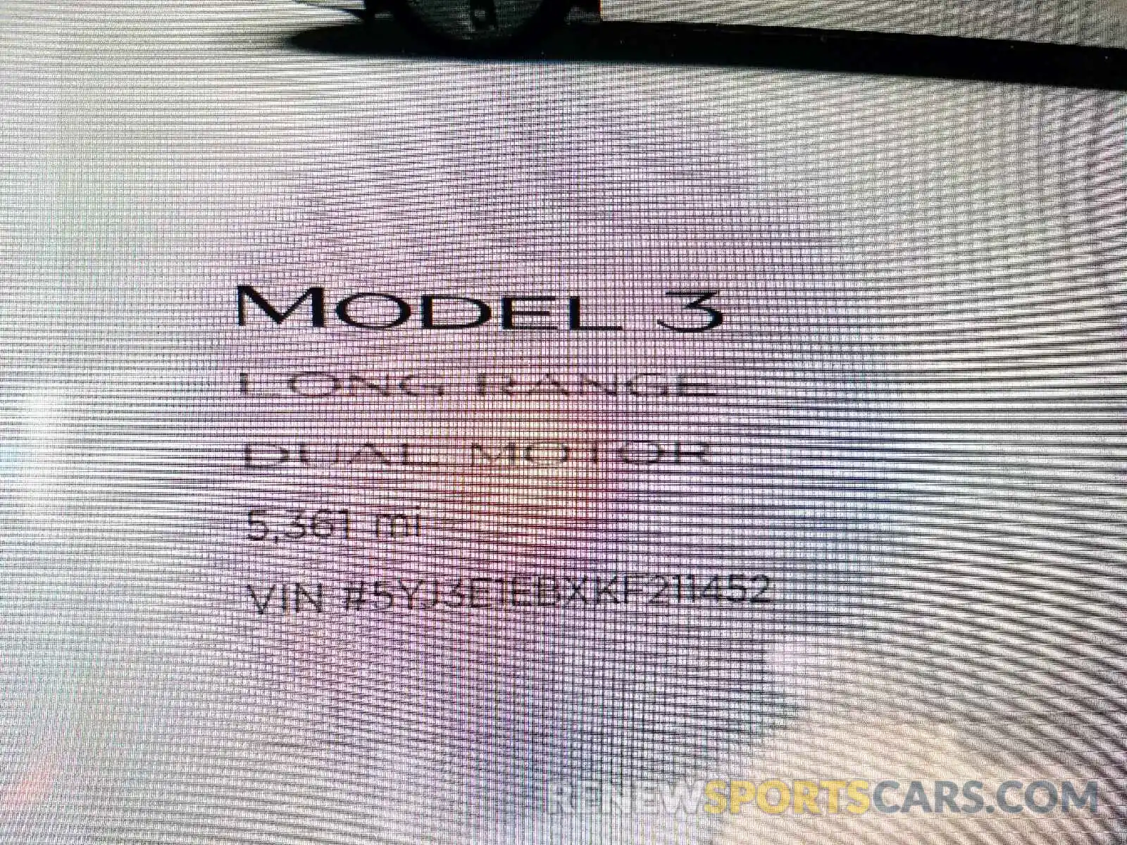 8 Photograph of a damaged car 5YJ3E1EBXKF211452 TESLA MODEL 3 2019