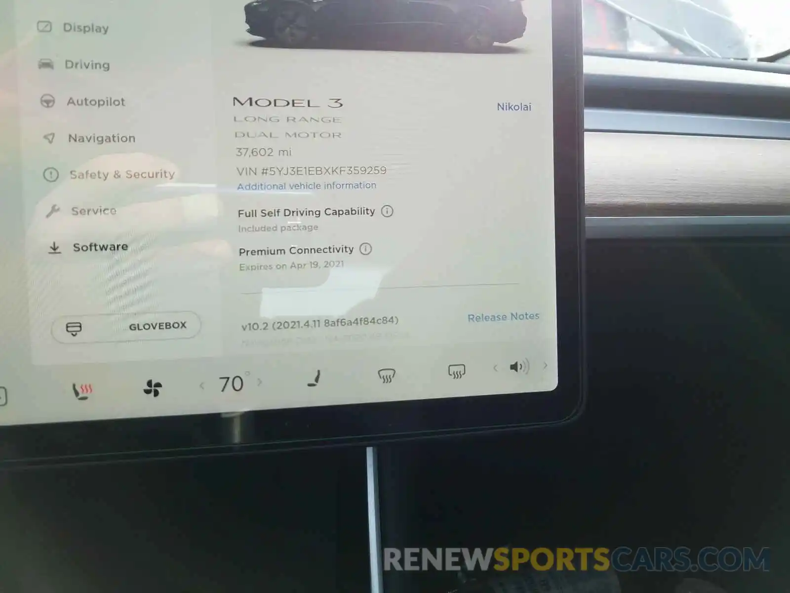 8 Photograph of a damaged car 5YJ3E1EBXKF359259 TESLA MODEL 3 2019